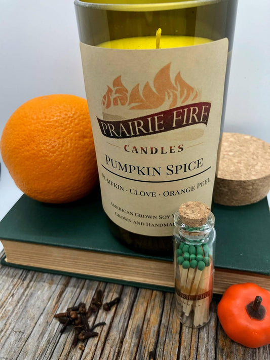 Pumpkin Spice Soy Wax Candle | Repurposed Wine Bottle Candle Natural Cork | Handmade in USA Candle | Eco-Friendly Candle | Non-Toxic Soy Candle-0