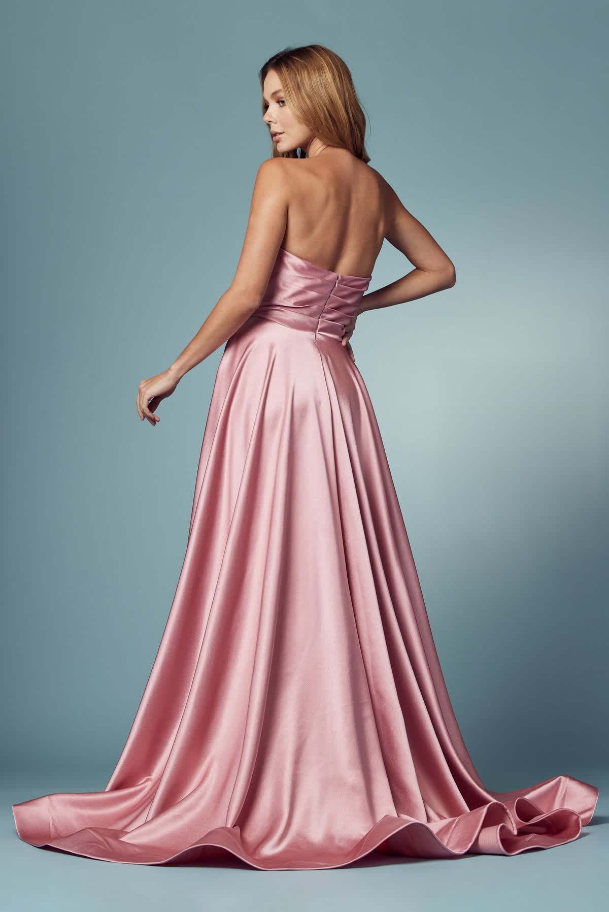 Strapless Satin High Slit Long Prom Dress NXR1036-3