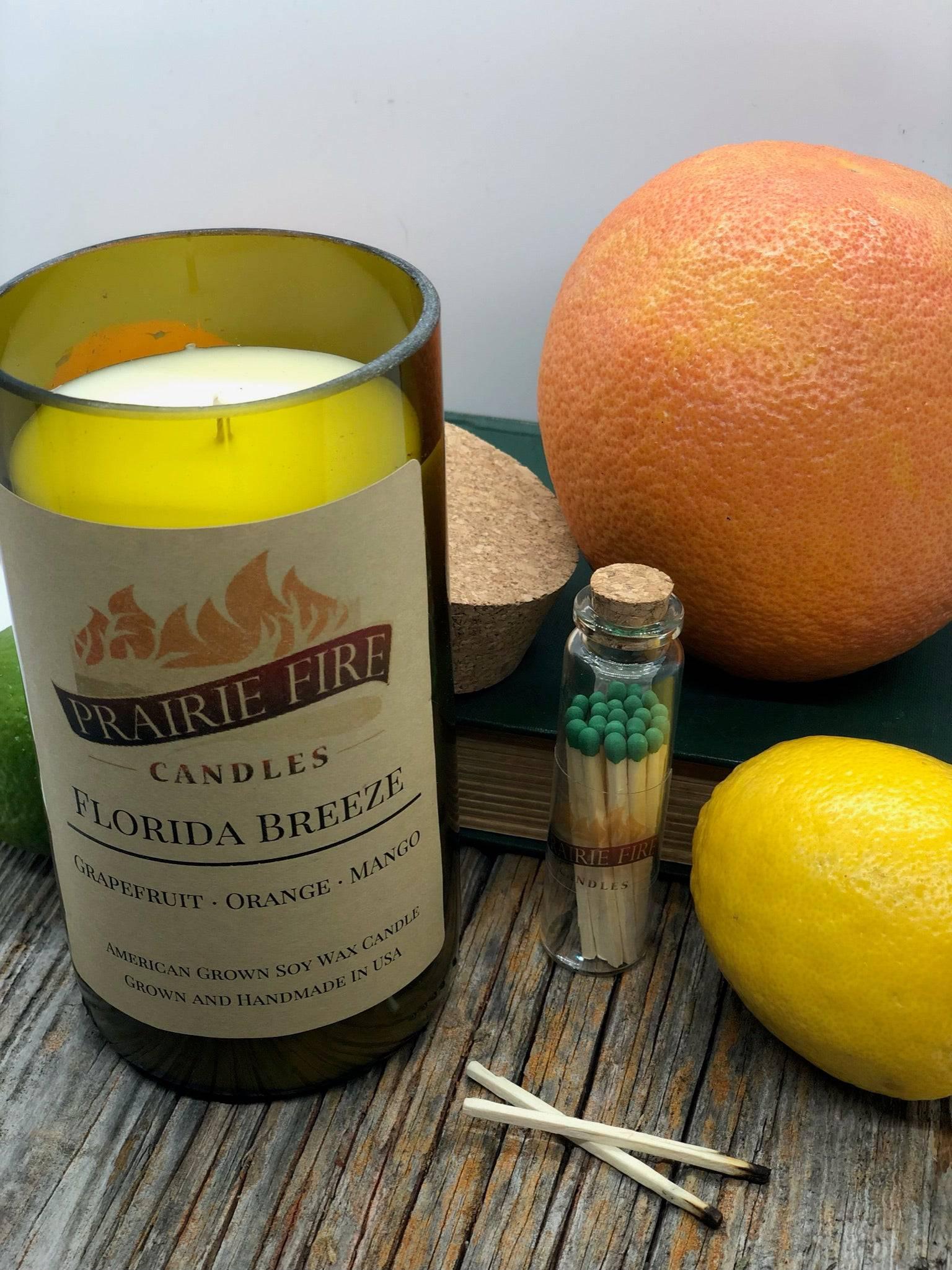 Florida Breeze Soy Wax Candle | Repurposed Wine Bottle Candle Natural Cork | Handmade in USA Candle | Eco-Friendly Candle | Non-Toxic Soy Candle-0