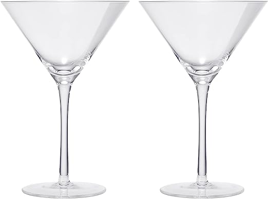 Crystal Martini Glass Set of 2 | 10oz | Classic Luxury Cocktail with Bar Spoon & Olive Picks, Premium Hand-Blown | Classic Cocktail Clear Coupes For Manhattan, Cosmopolitan, Sidecar, Stemmed Goblets-5