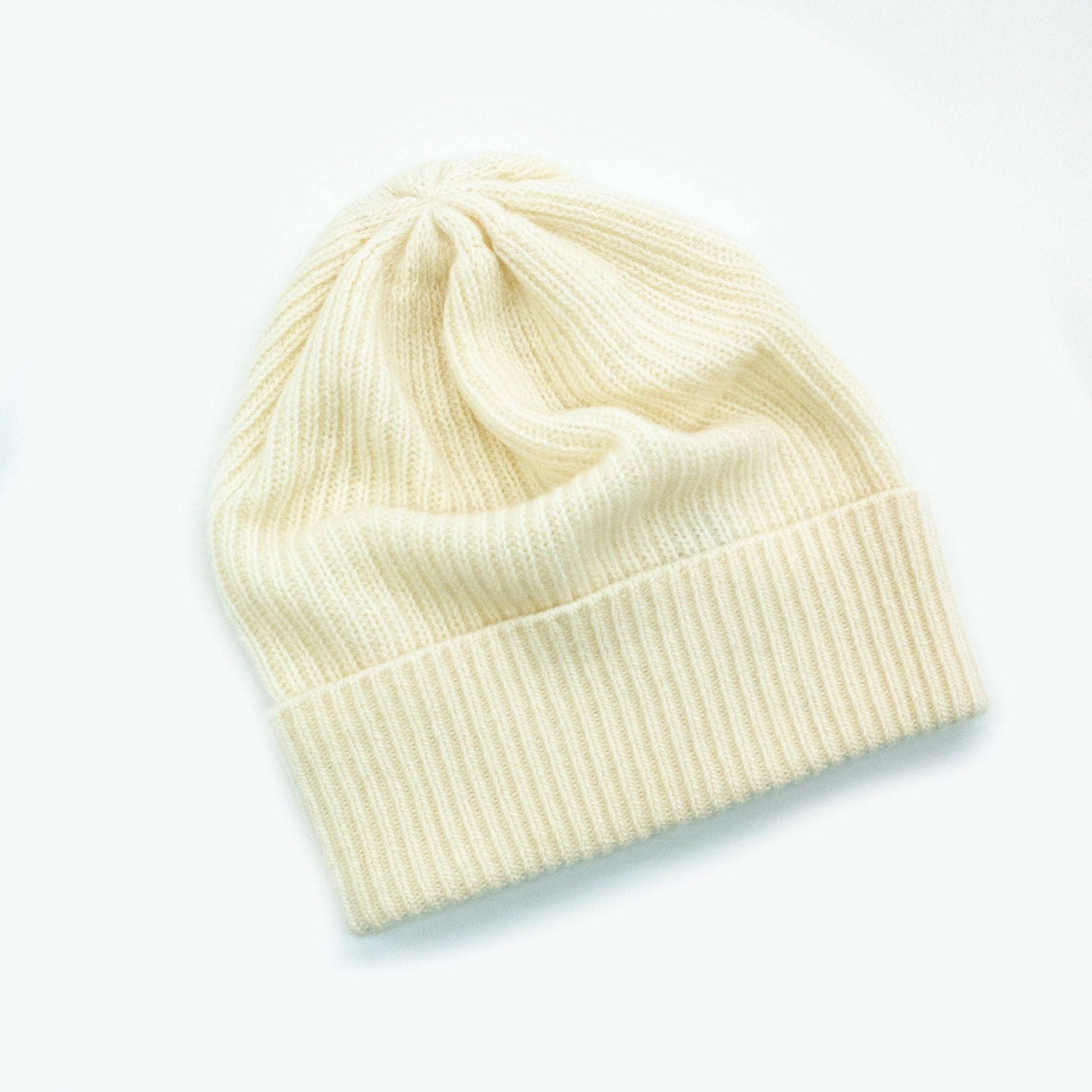 LADIES CASHMERE RIBBED HAT WITH FOLDED CUFF-3