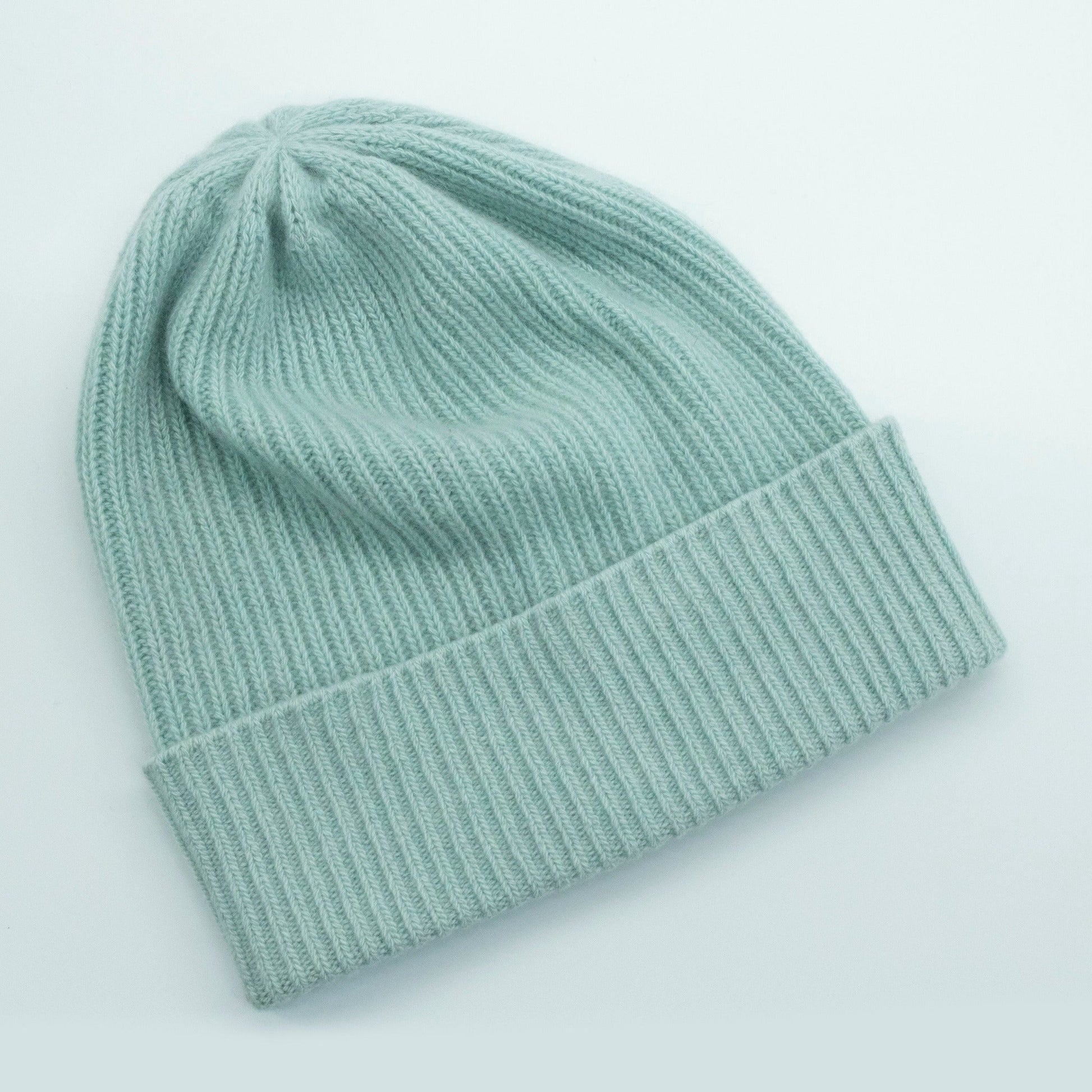 LADIES CASHMERE RIBBED HAT WITH FOLDED CUFF-6