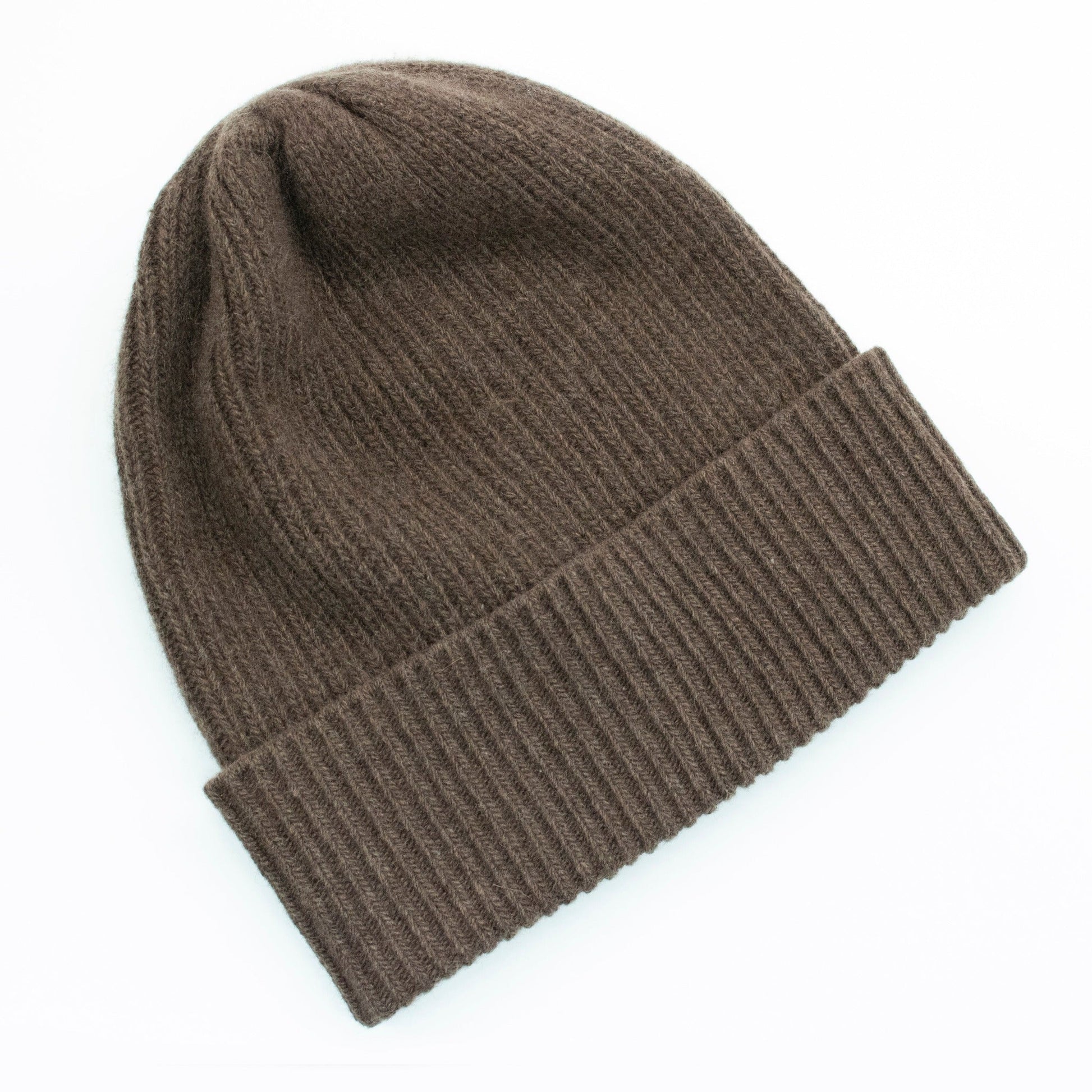 LADIES CASHMERE RIBBED HAT WITH FOLDED CUFF-5