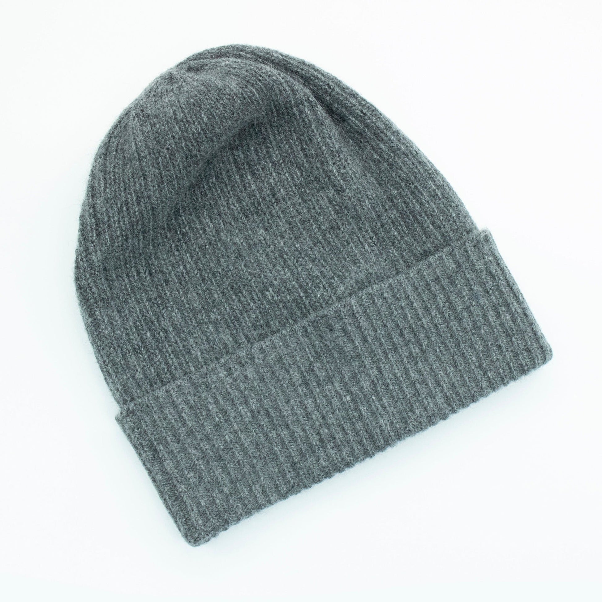 LADIES CASHMERE RIBBED HAT WITH FOLDED CUFF-9