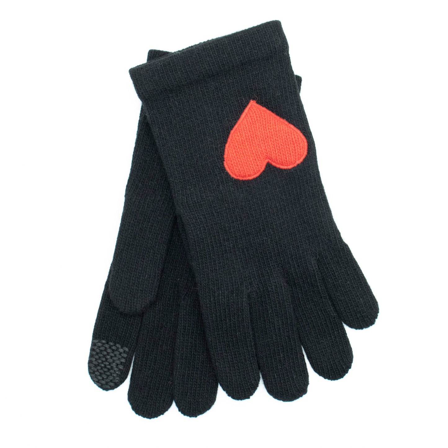 CASHMERE TECH GLOVES WITH HEART PATCH-0