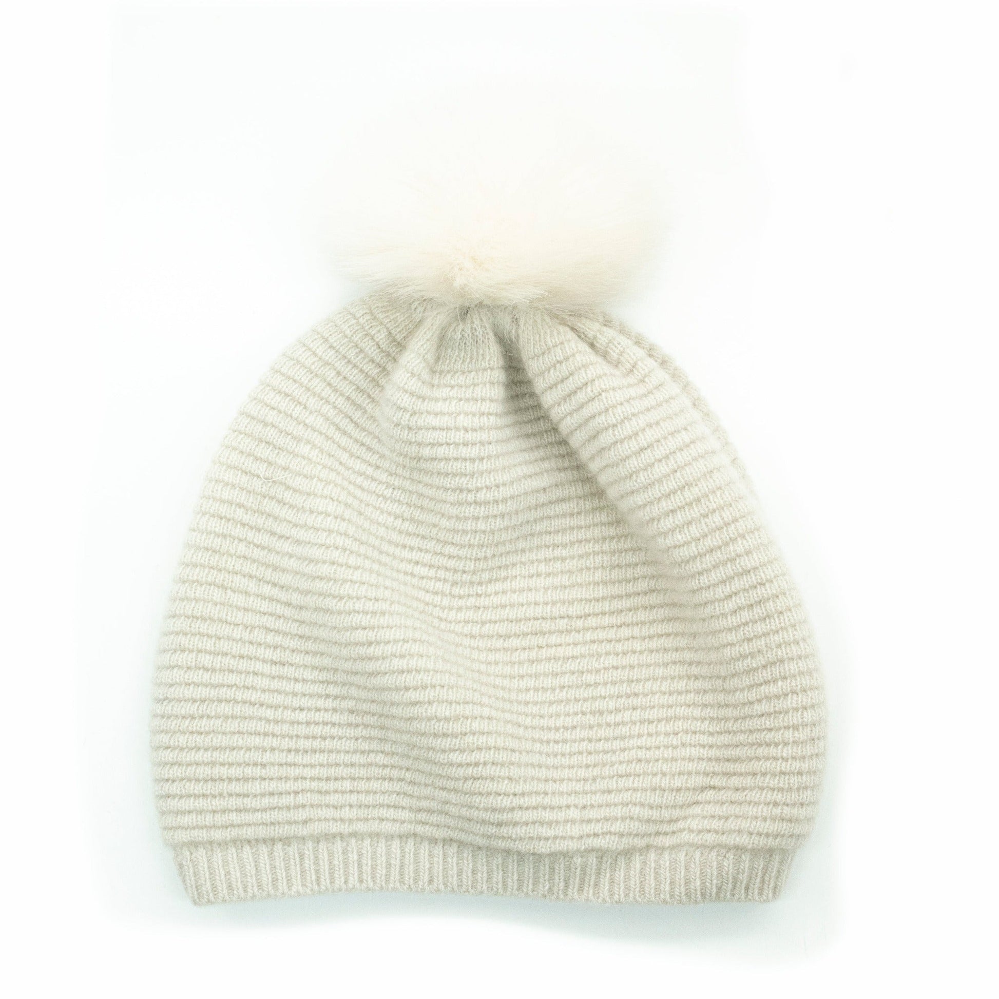 LADIES CASHMERE SLOUCHY HAT UNEVEN RIBBING-2