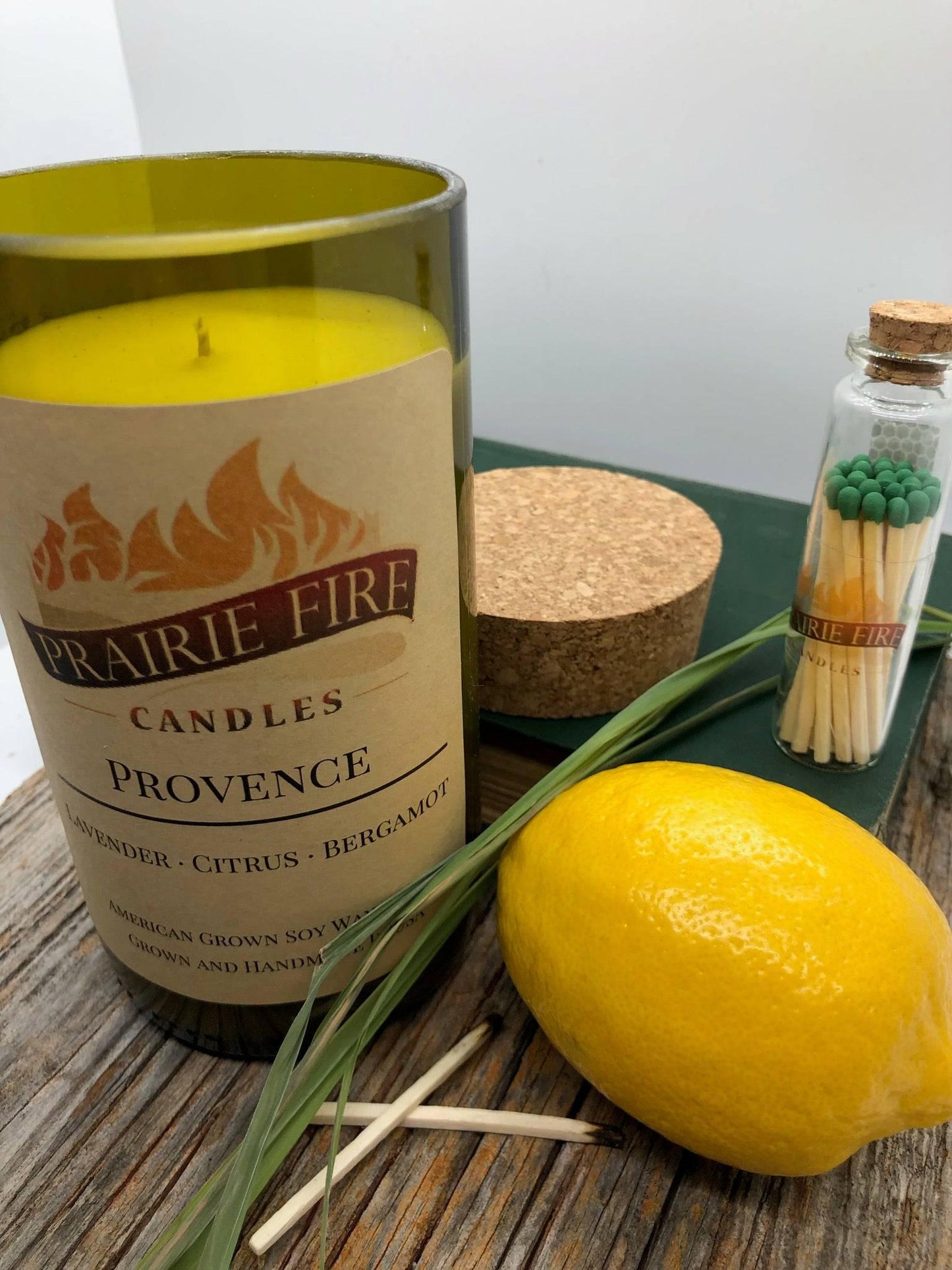 Provence Soy Wax Candle | Repurposed Wine Bottle Candle Natural Cork | Handmade in USA Candle | Eco-Friendly Candle | Non-Toxic Soy Candle-1