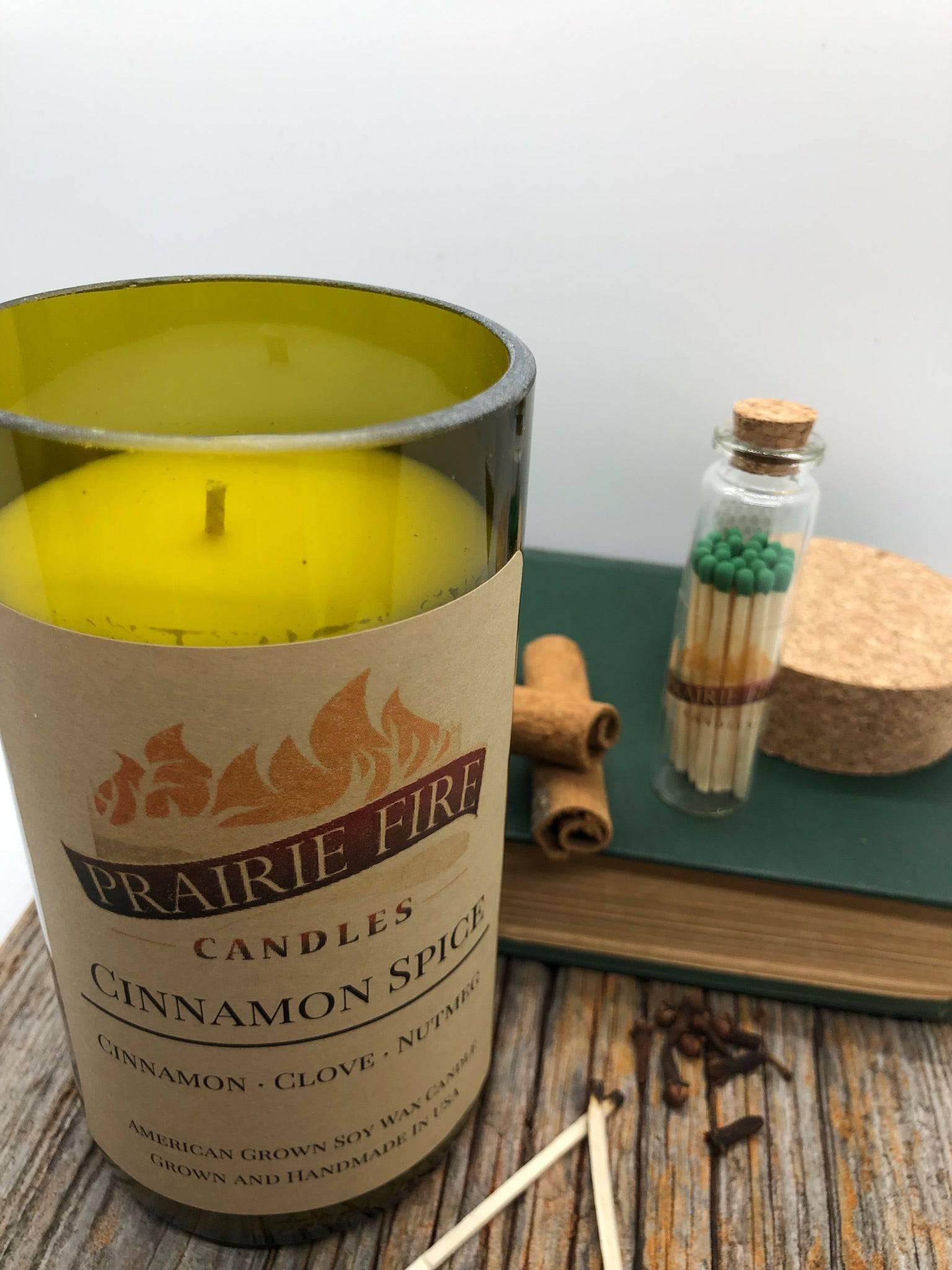 Cinnamon Spice Soy Wax Candle | Repurposed Wine Bottle Candle Natural Cork | Handmade in USA Candle | Eco-Friendly Candle | Non-Toxic Soy Candle-0