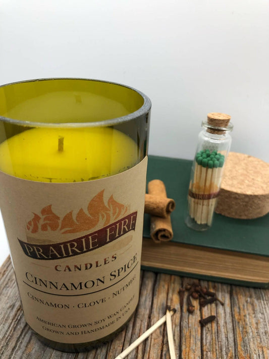 Cinnamon Spice Soy Wax Candle | Repurposed Wine Bottle Candle Natural Cork | Handmade in USA Candle | Eco-Friendly Candle | Non-Toxic Soy Candle-0