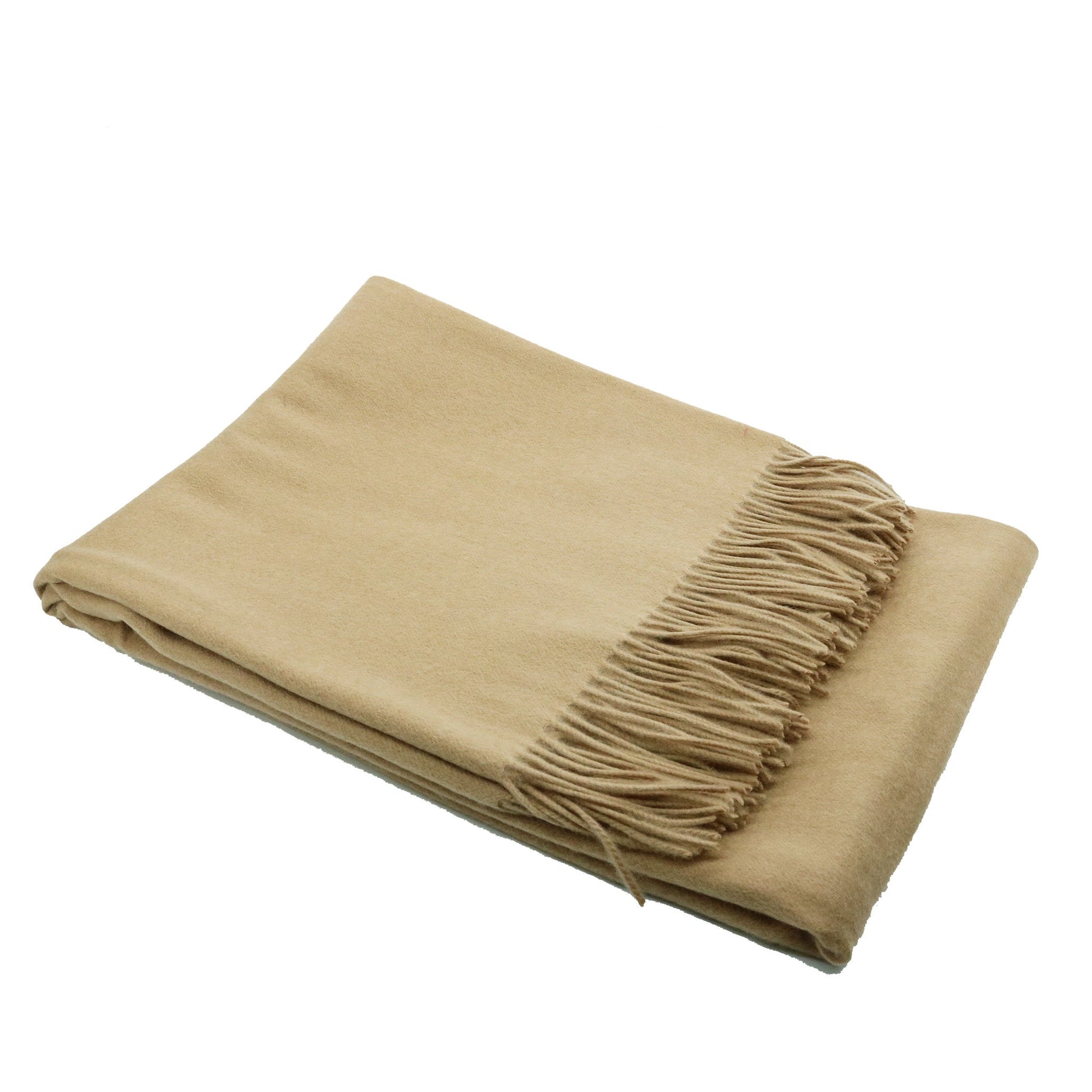 CASHMERE WOVEN THROW WITH FRINGES-CAMEL-0