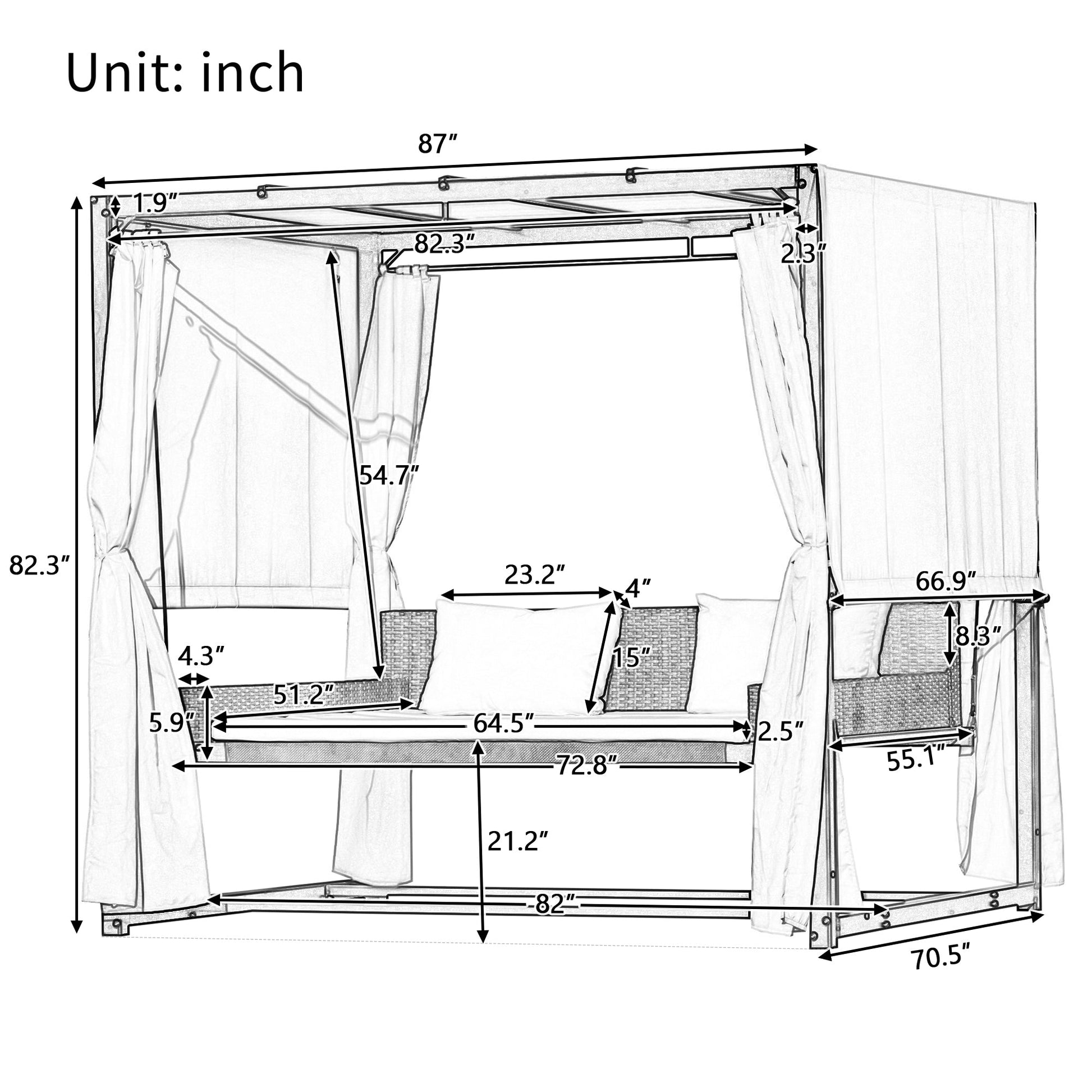 Style Outdoor Swing Bed for 2-3 People-18