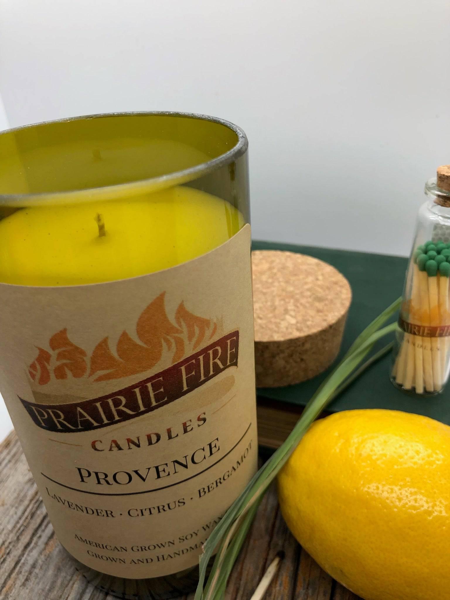 Provence Soy Wax Candle | Repurposed Wine Bottle Candle Natural Cork | Handmade in USA Candle | Eco-Friendly Candle | Non-Toxic Soy Candle-0