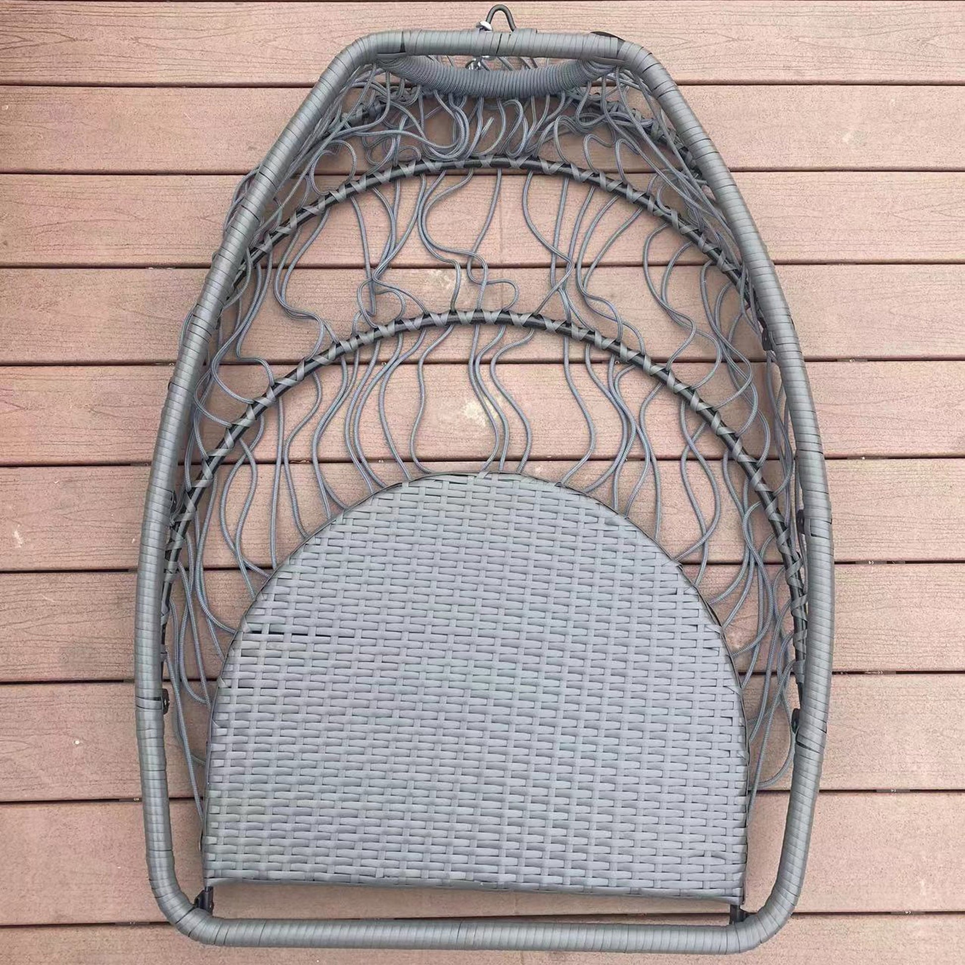 Outdoor Patio Wicker Folding Hanging Chair,Rattan Swing Hammock Egg Chair With C Type Bracket, With Cushion And Pillow-17