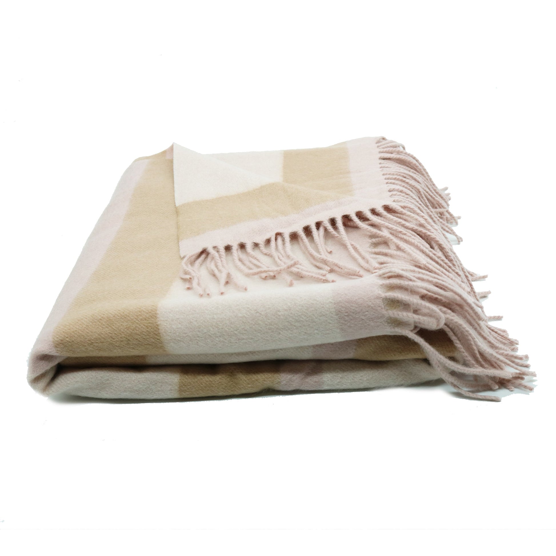 CASHMERE STRIPED WOVEN THROW WITH FRINGES-CAMEL-0