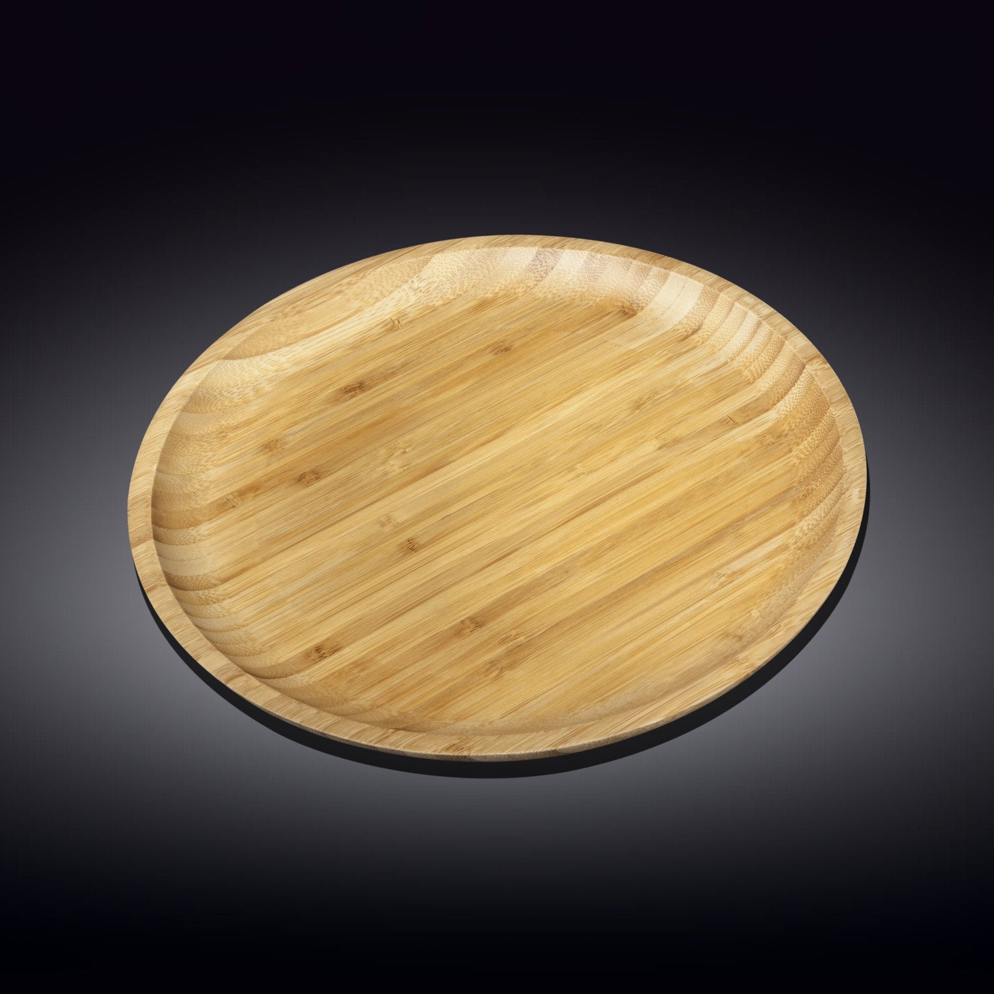 Set Of 3 Bamboo Round Platter 12" inch |For pizza / Barbecue / Steak-1