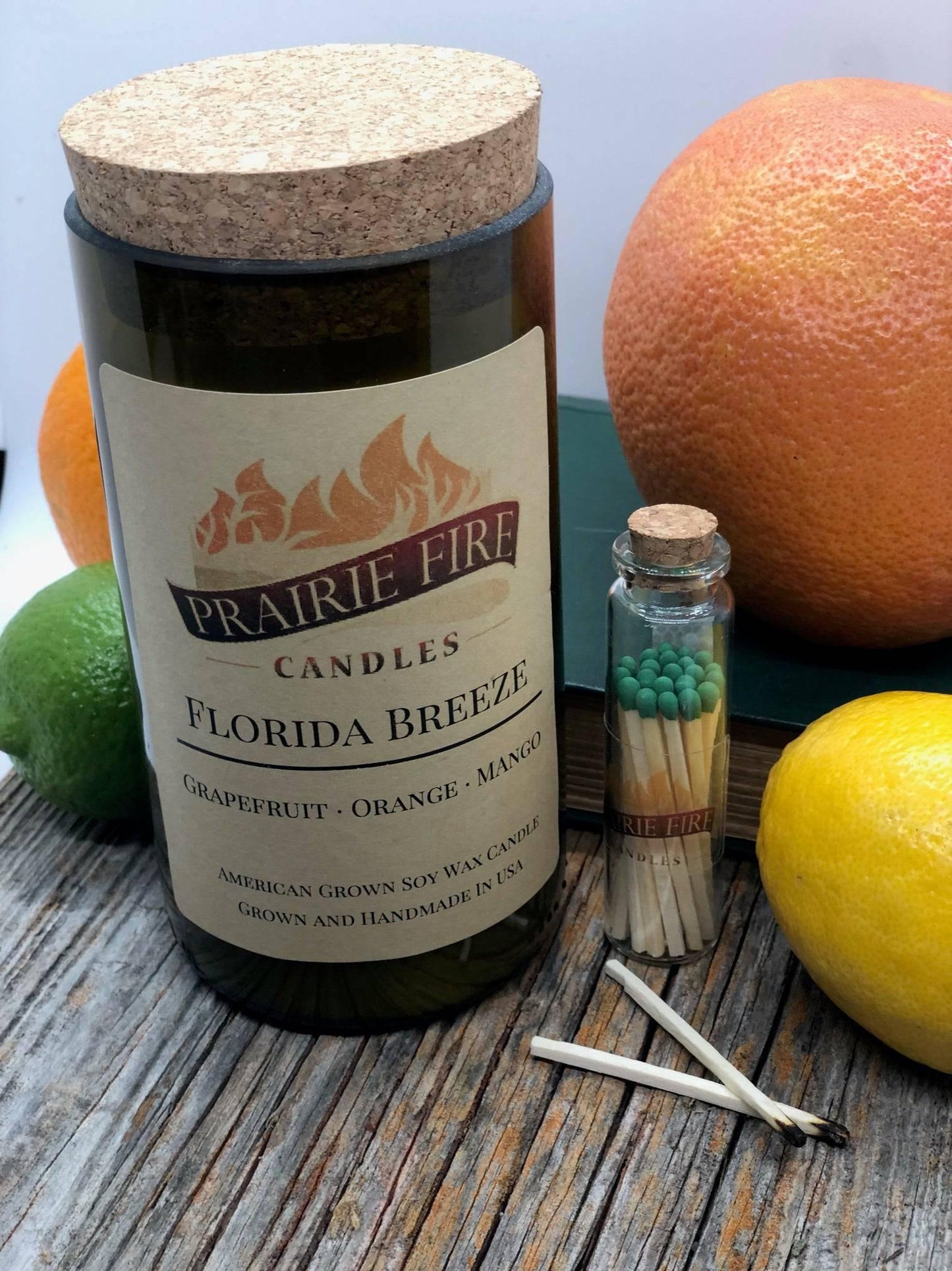 Florida Breeze Soy Wax Candle | Repurposed Wine Bottle Candle Natural Cork | Handmade in USA Candle | Eco-Friendly Candle | Non-Toxic Soy Candle-1