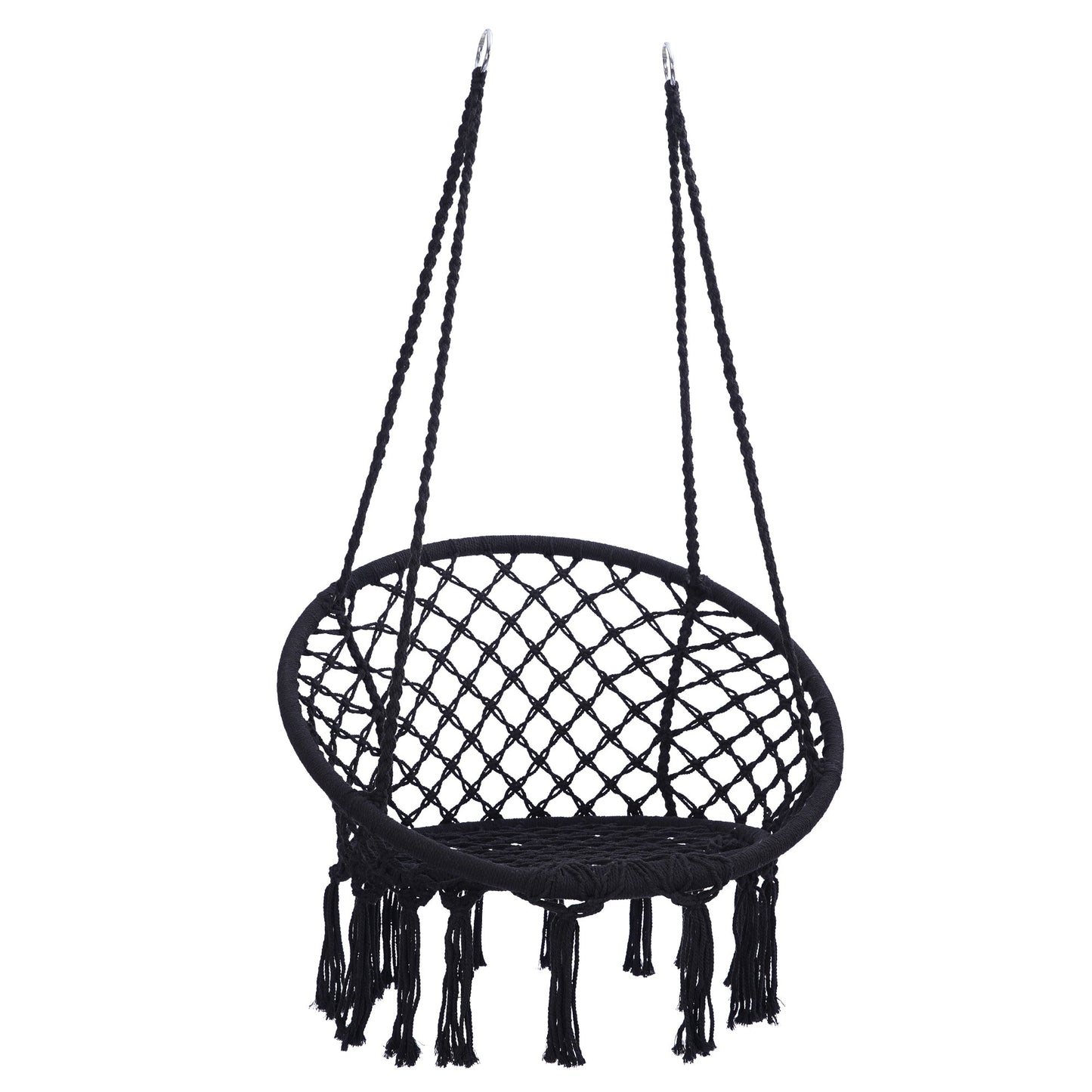 TOPMAX Black Macrame Swing Hammock Chair (Max 330 lbs)-1