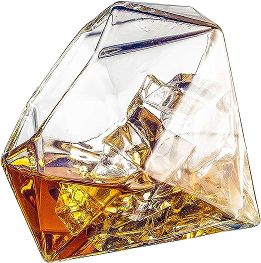 The Wine Savant Diamond Whiskey Glasses, Scotch, Bourbon or Wine Glasses, Set of 2 10 oz Old Fashion Elegant Spirits Glasses-4