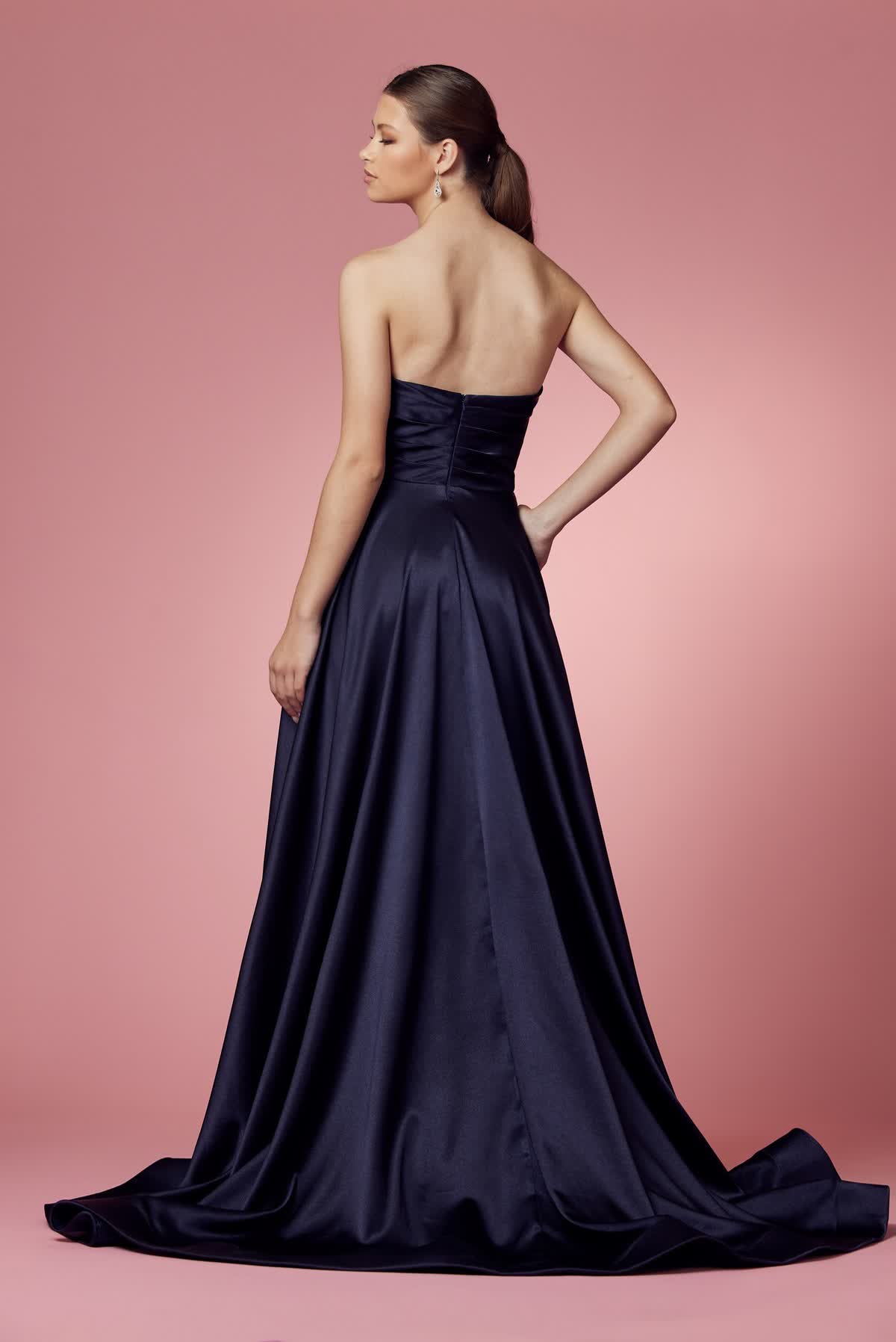 Strapless Satin High Slit Long Prom Dress NXR1036-7