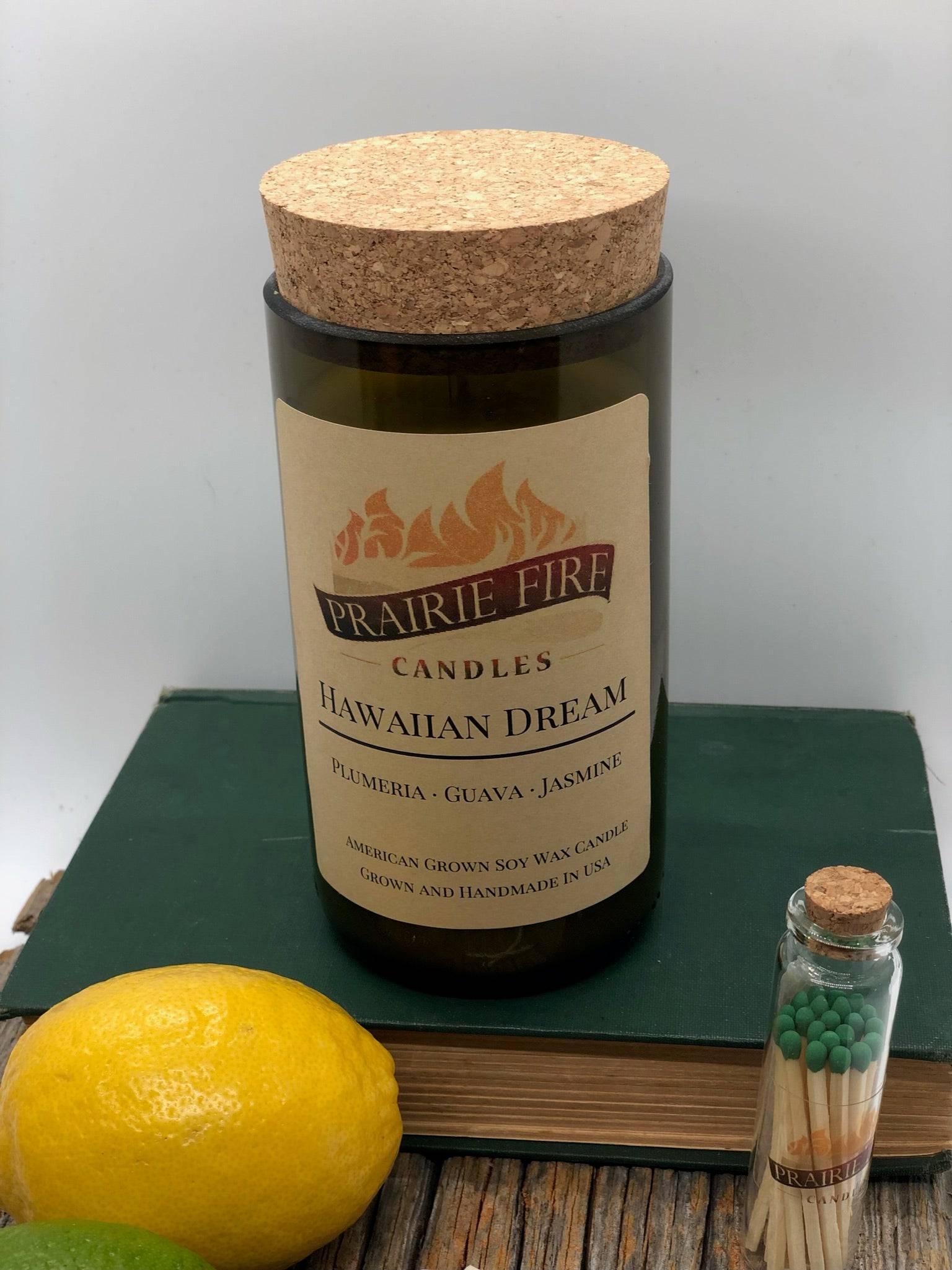 Hawaiian Dream Soy Wax Candle | Repurposed Wine Bottle Candle Natural Cork | Handmade in USA Candle | Eco-Friendly Candle | Non-Toxic Soy Candle-1