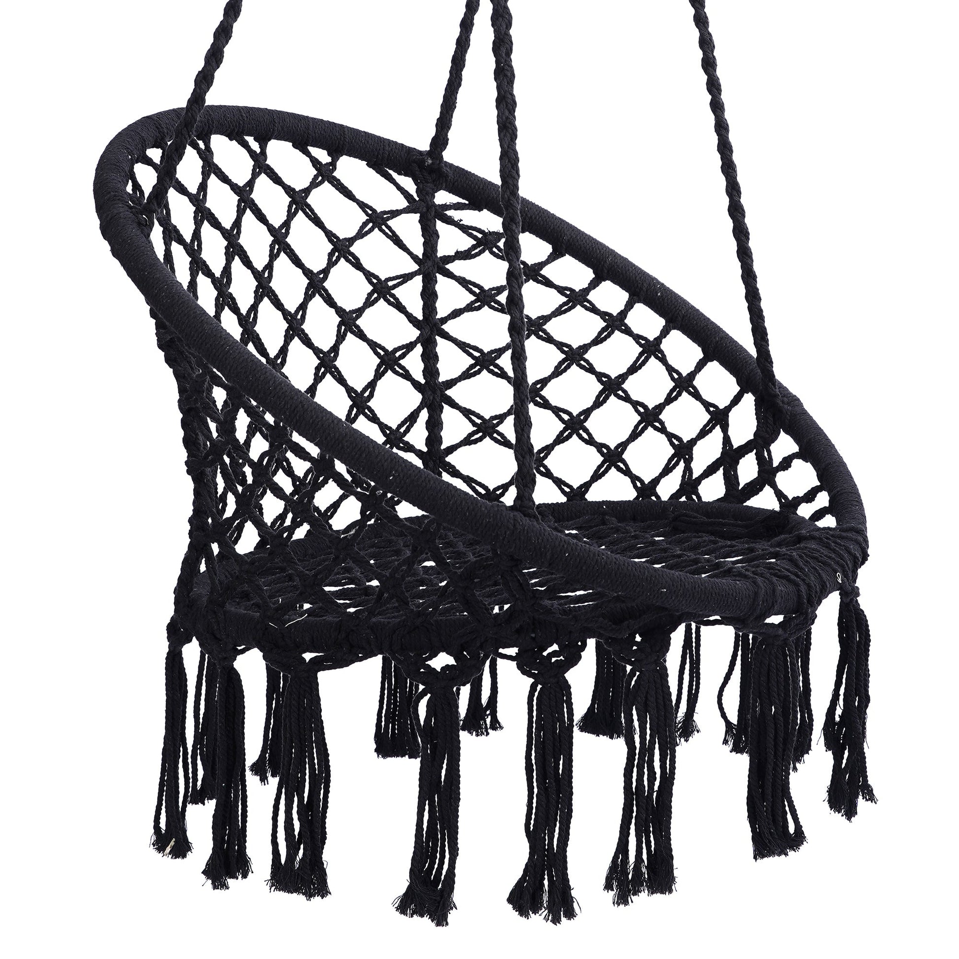 TOPMAX Black Macrame Swing Hammock Chair (Max 330 lbs)-4