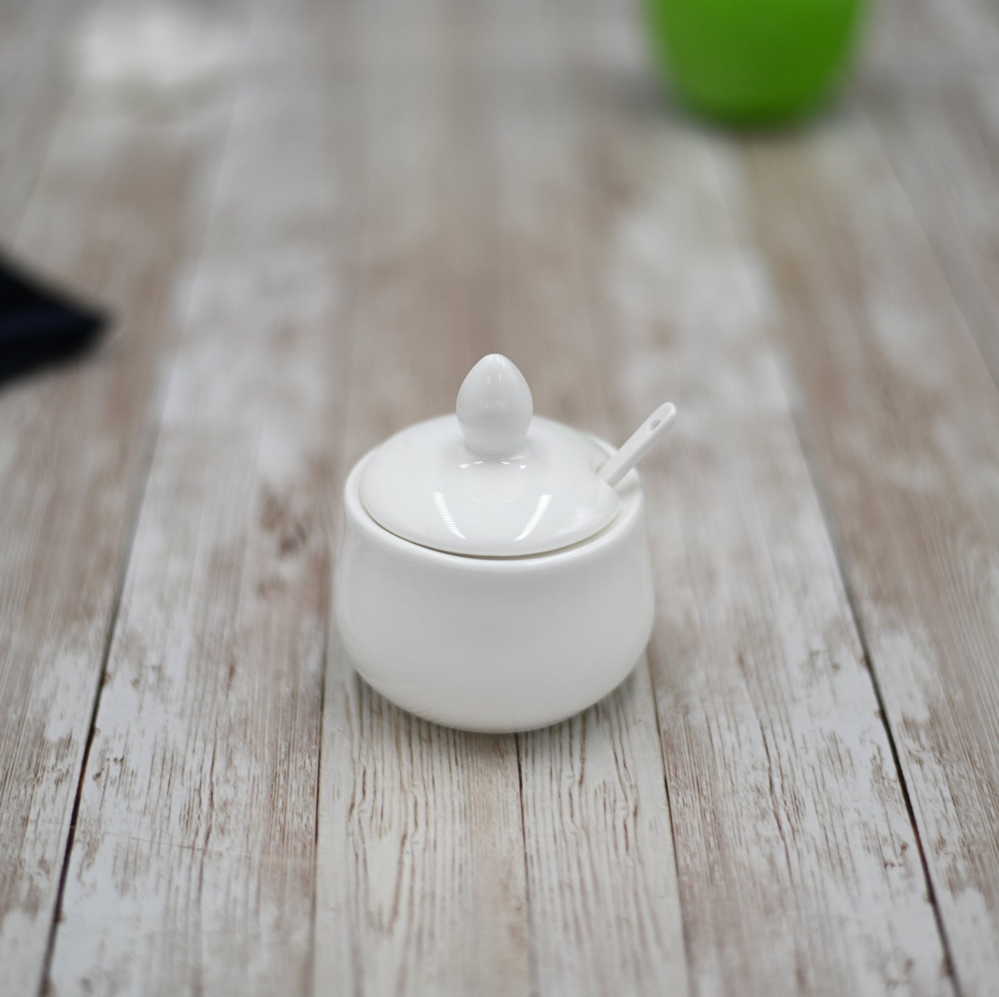 White 4 Oz | 130 Ml Mustard Pot With Spoon-0