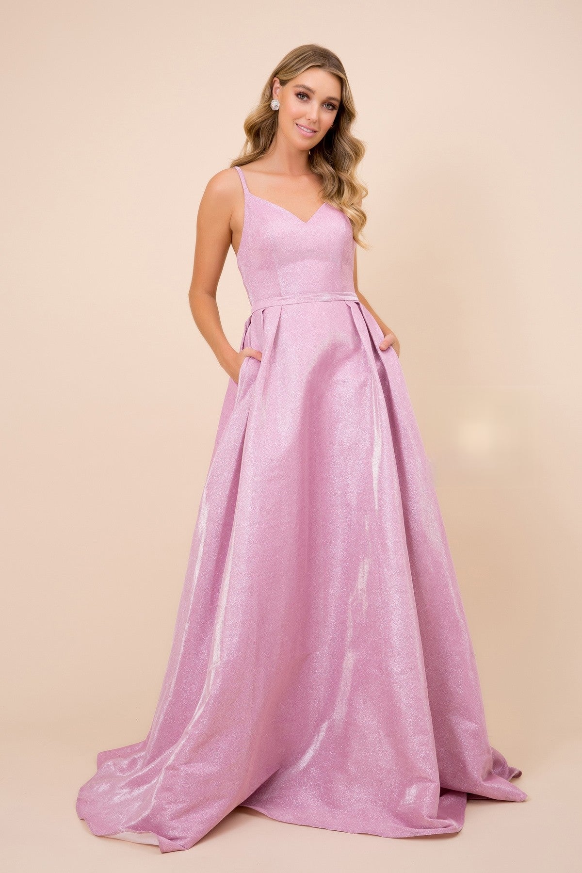 Simple Classy Sleeveless Pockets Long Prom Dress NXE228-9