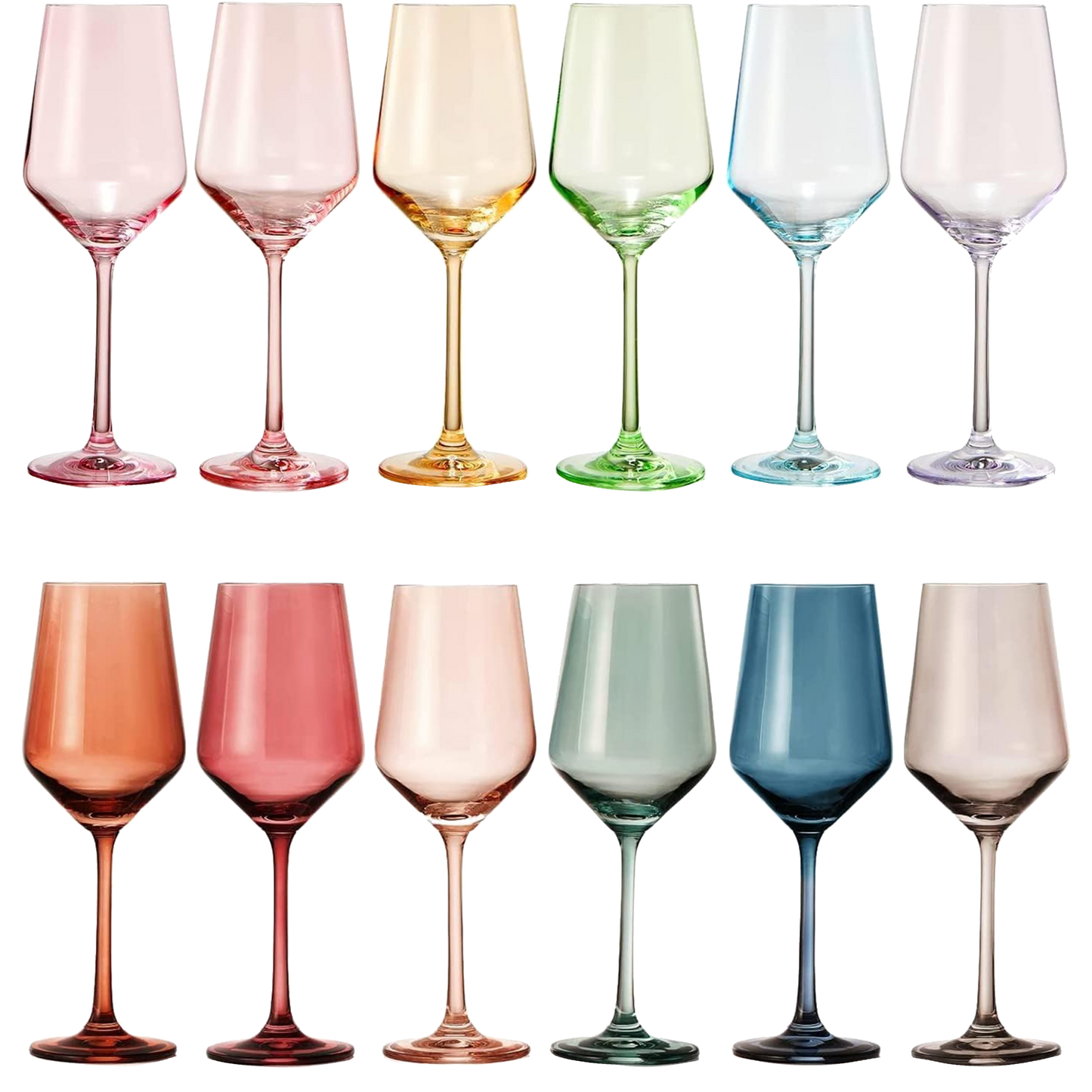 Make Your Own Set Wine Glass SINGLE, Colorful Magenta Colored Large 12 oz Glass, Unique Italian Style Tall for White & Red Wine, Gifts for Mothers Day Gift, Set of 1 Beautiful Glassware (Magenta)-0