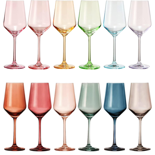 Make Your Own Set Wine Glass SINGLE, Colorful Magenta Colored Large 12 oz Glass, Unique Italian Style Tall for White & Red Wine, Gifts for Mothers Day Gift, Set of 1 Beautiful Glassware (Magenta)-0