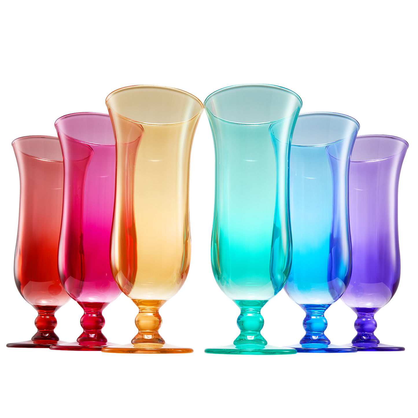 Unbreakable Color Hurricane Glasses | Set of 6 | 100% Tritan Drinkware, 14 oz Acrylic Dishwasher Safe Shatterproof BPA-free plastic, Reusable Pina Colada, Cocktail Margarita Tropical Party Drinkware-0