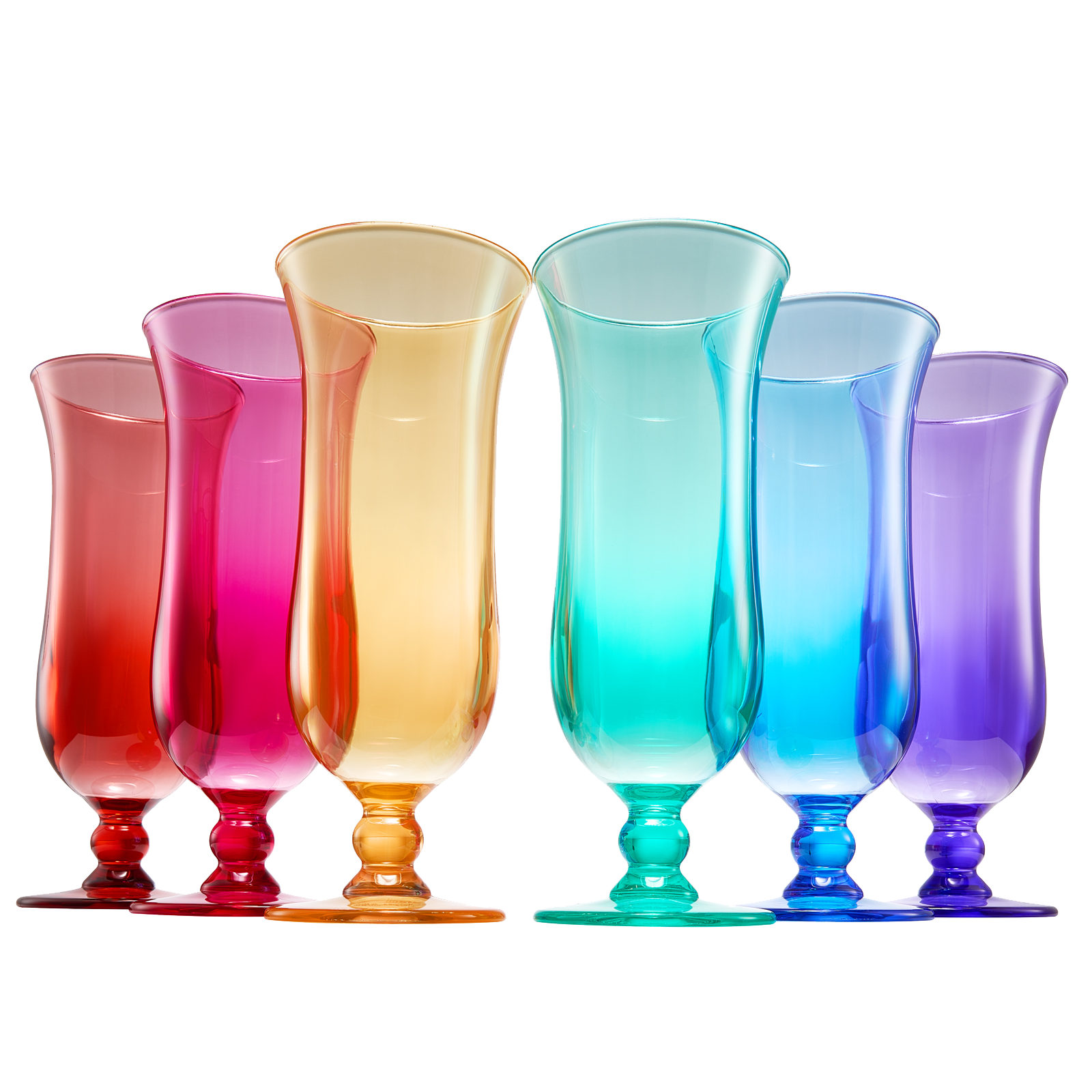 Unbreakable Color Hurricane Glasses | Set of 6 | 100% Tritan Drinkware, 14 oz Acrylic Dishwasher Safe Shatterproof BPA-free plastic, Reusable Pina Colada, Cocktail Margarita Tropical Party Drinkware-0