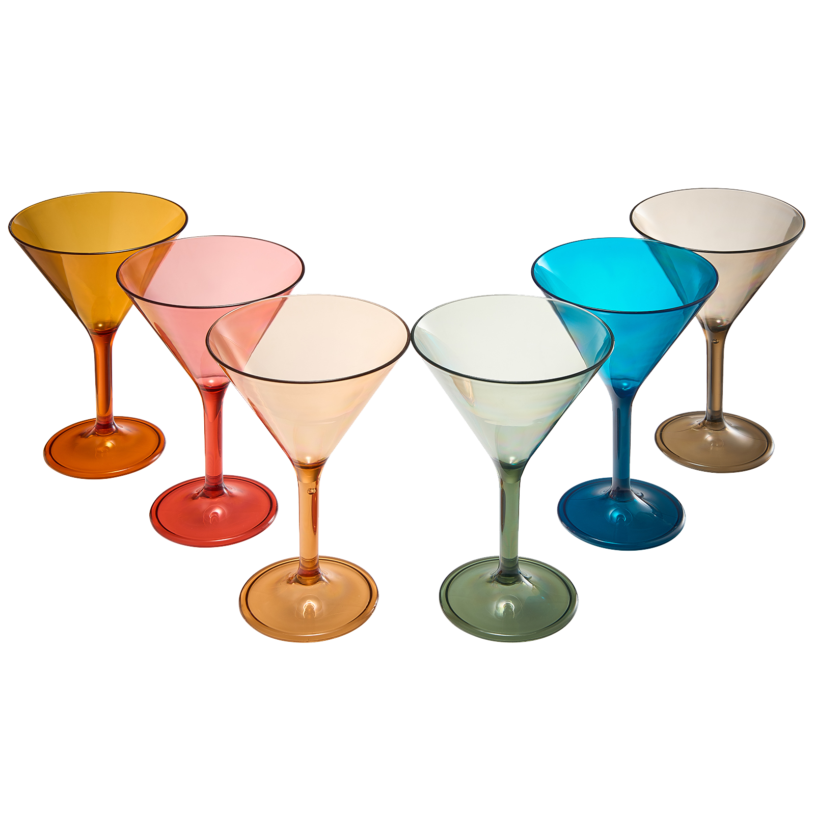 Unbreakable Pastel Color Acrylic Martini Glasses | Set of 6 | European Style Cocktail Cups 100% Tritan Drinkware, 5 oz Dishwasher Safe BPA-free plastic, For Wedding, Poolside Indoors & Outdoors-0