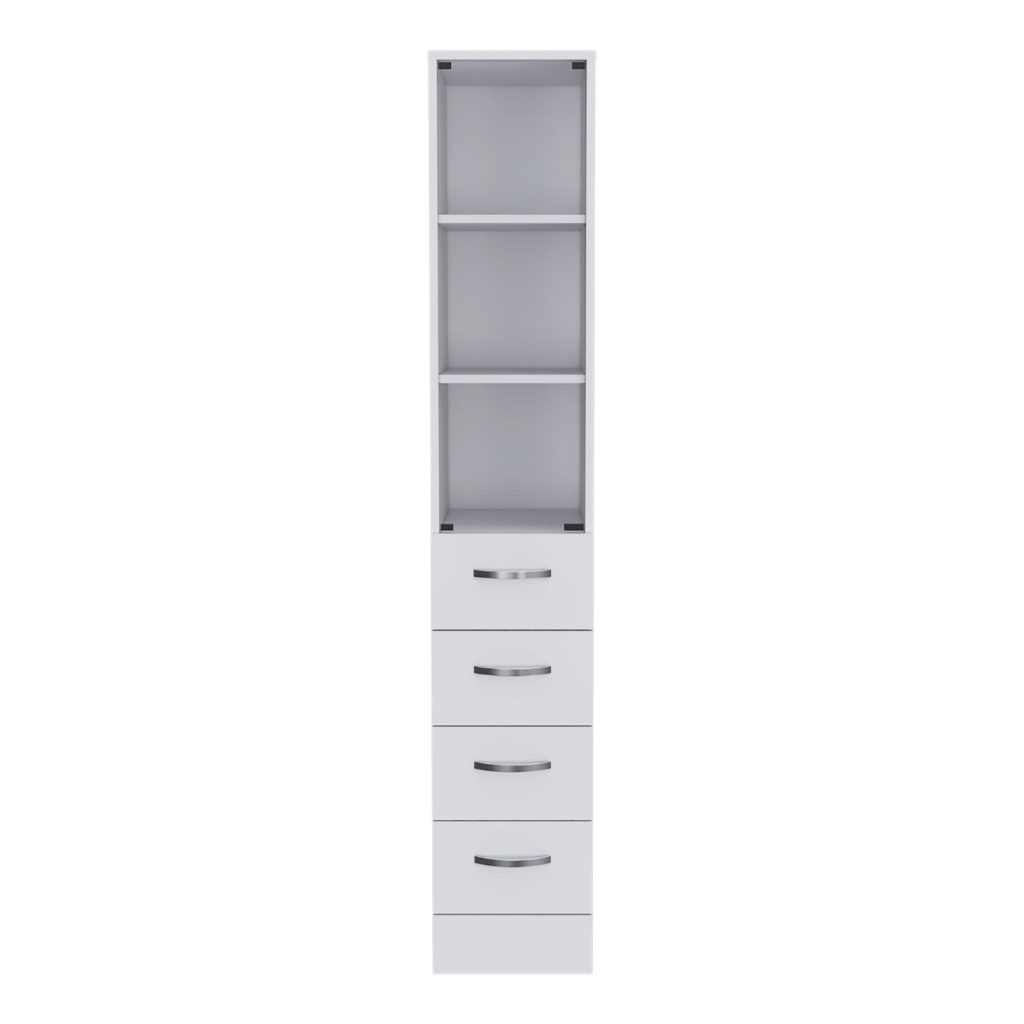 Linen Cabinet Artic, Three Shelves, Single Door, White Finish-3