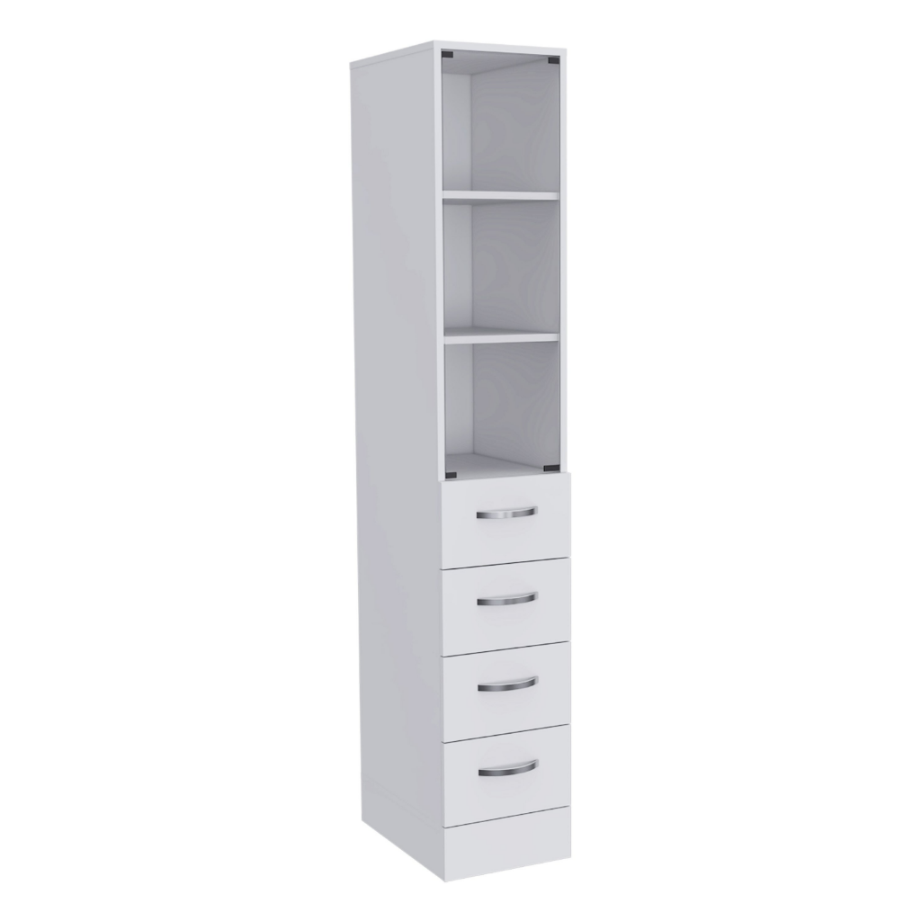 Linen Cabinet Artic, Three Shelves, Single Door, White Finish-5