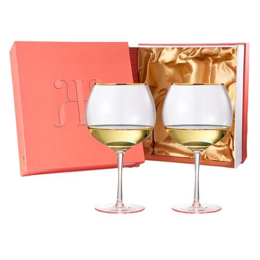 Colored Blush Pink & Gilded Rim Wine Glassware, Large 23oz Cocktail & Champagne Glasses 2-Set Vibrant Color Gold Vintage Stemmed Wine Glass, Gift Idea, Red & White - Perfect Gifts, Gorgeous Gift Box-0