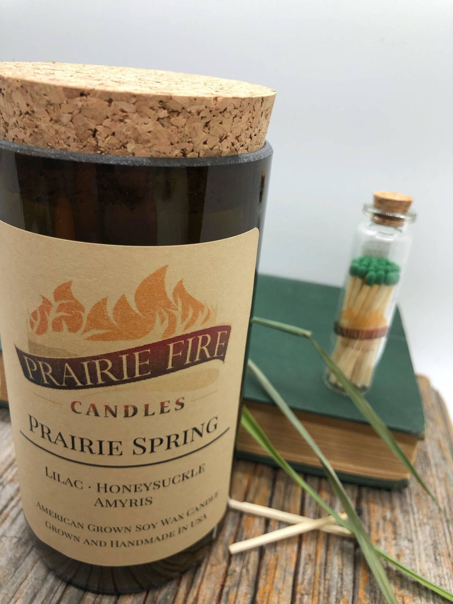 Prairie Spring Soy Wax Candle | Repurposed Wine Bottle Candle Natural Cork | Handmade in USA Candle | Eco-Friendly Candle | Non-Toxic Soy Candle-1