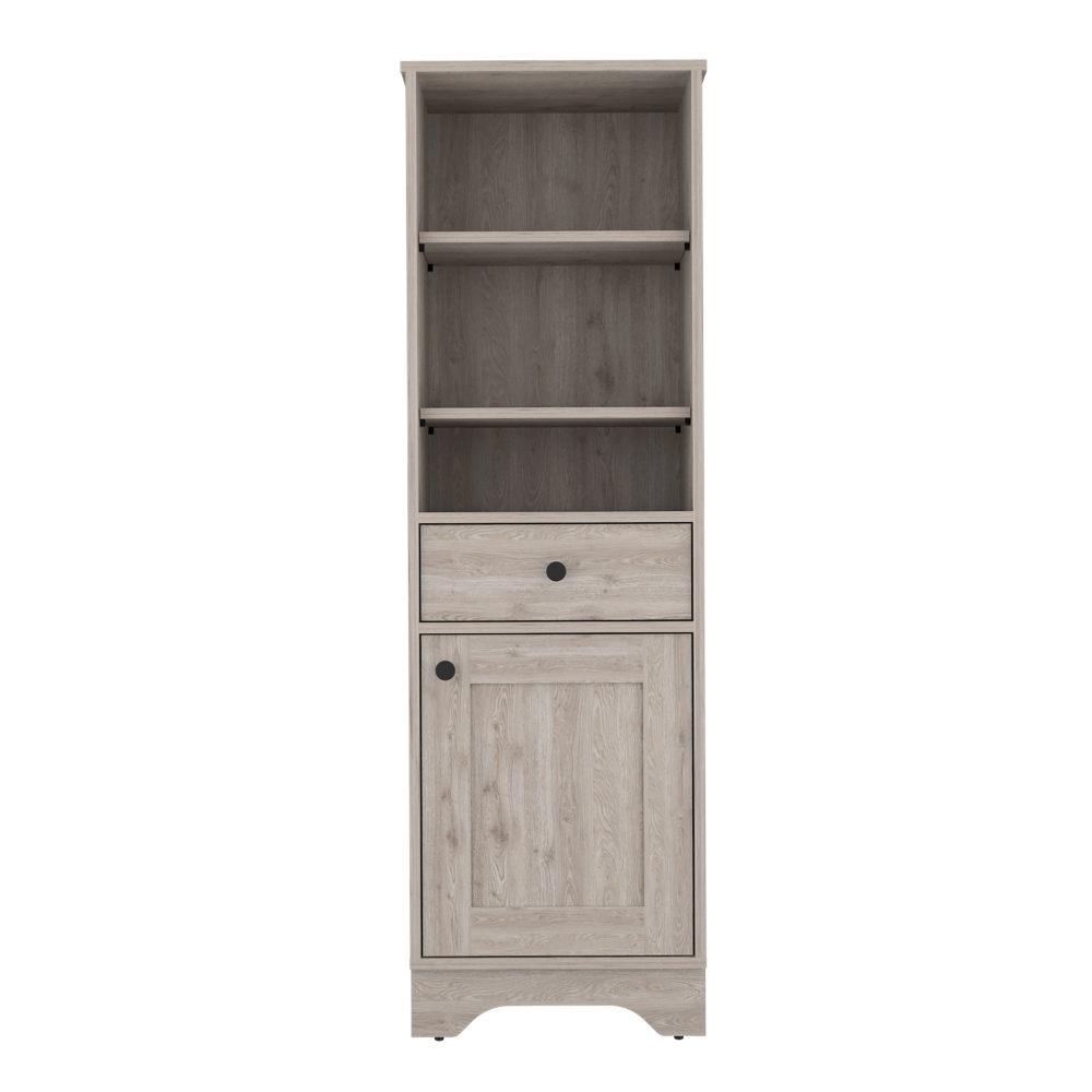 Linen Cabinet Burnedt, One Drawer, One Cabinet, Multiple Shelves, Light Gray Finish-2