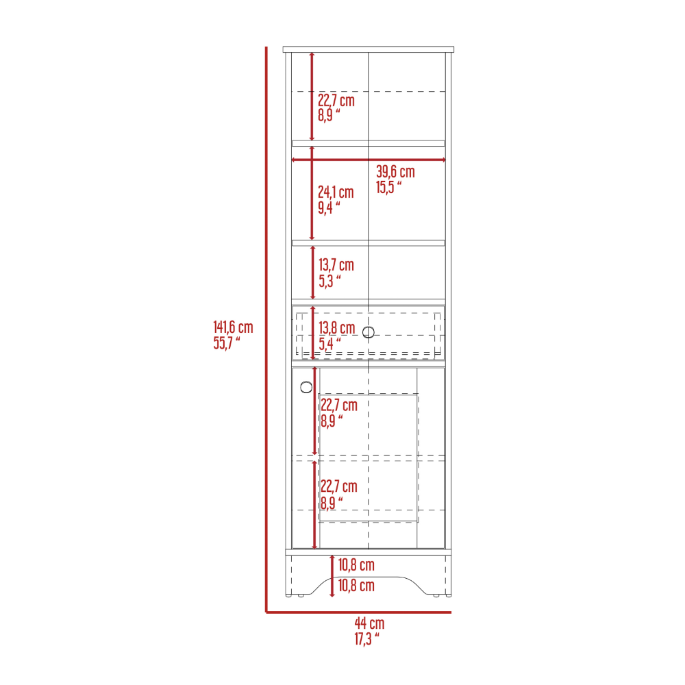 Linen Cabinet Burnedt, Multiple Shelves, Light Oak / White Finish-4