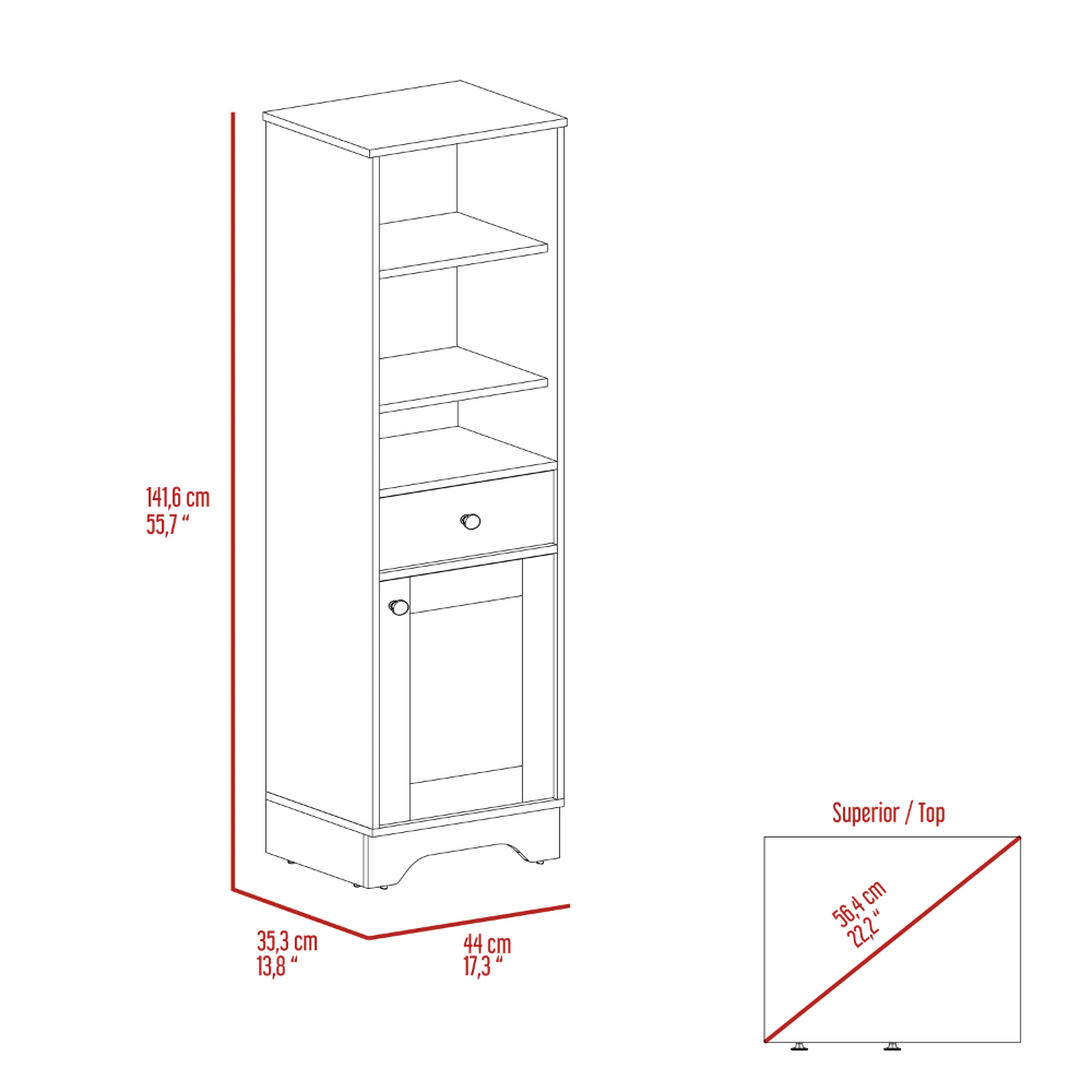 Linen Cabinet Burnedt, Multiple Shelves, Light Oak / White Finish-5