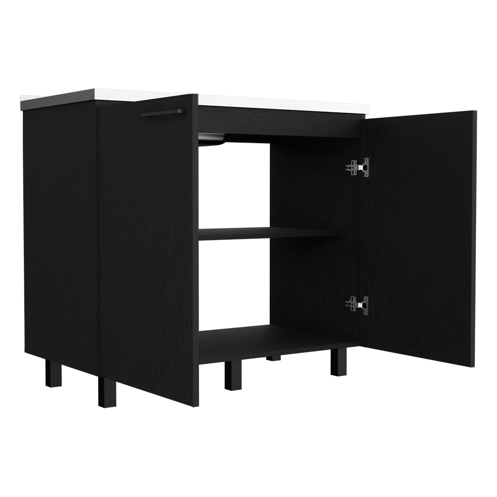 Utility sink cabinet Bussolengo, Two Cabinets, Black Wengue Finish-5