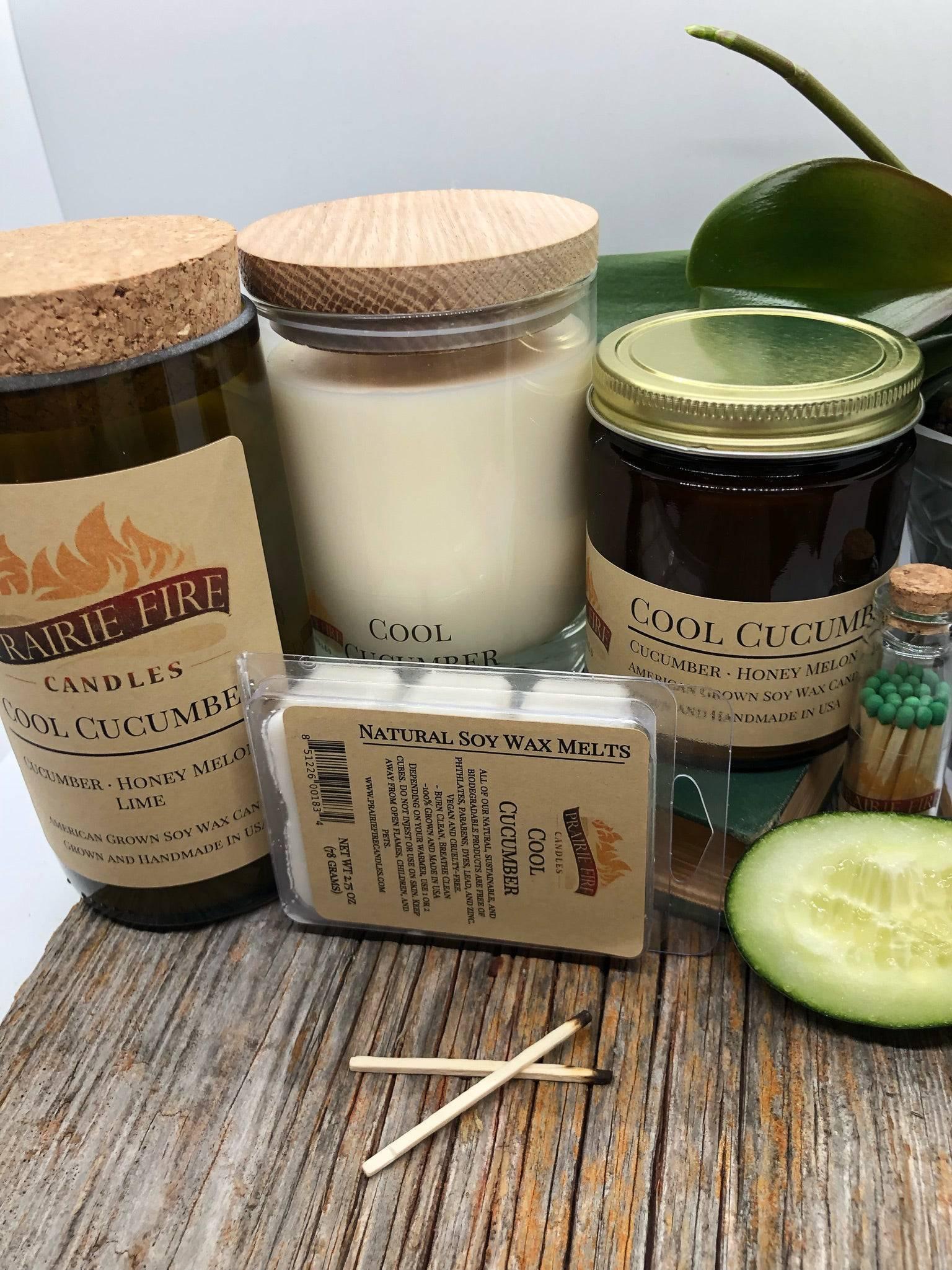 Cool Cucumber Soy Wax Candle | Repurposed Wine Bottle Candle Natural Cork | Handmade in USA Candle | Eco-Friendly Candle | Non-Toxic Soy Candle-2