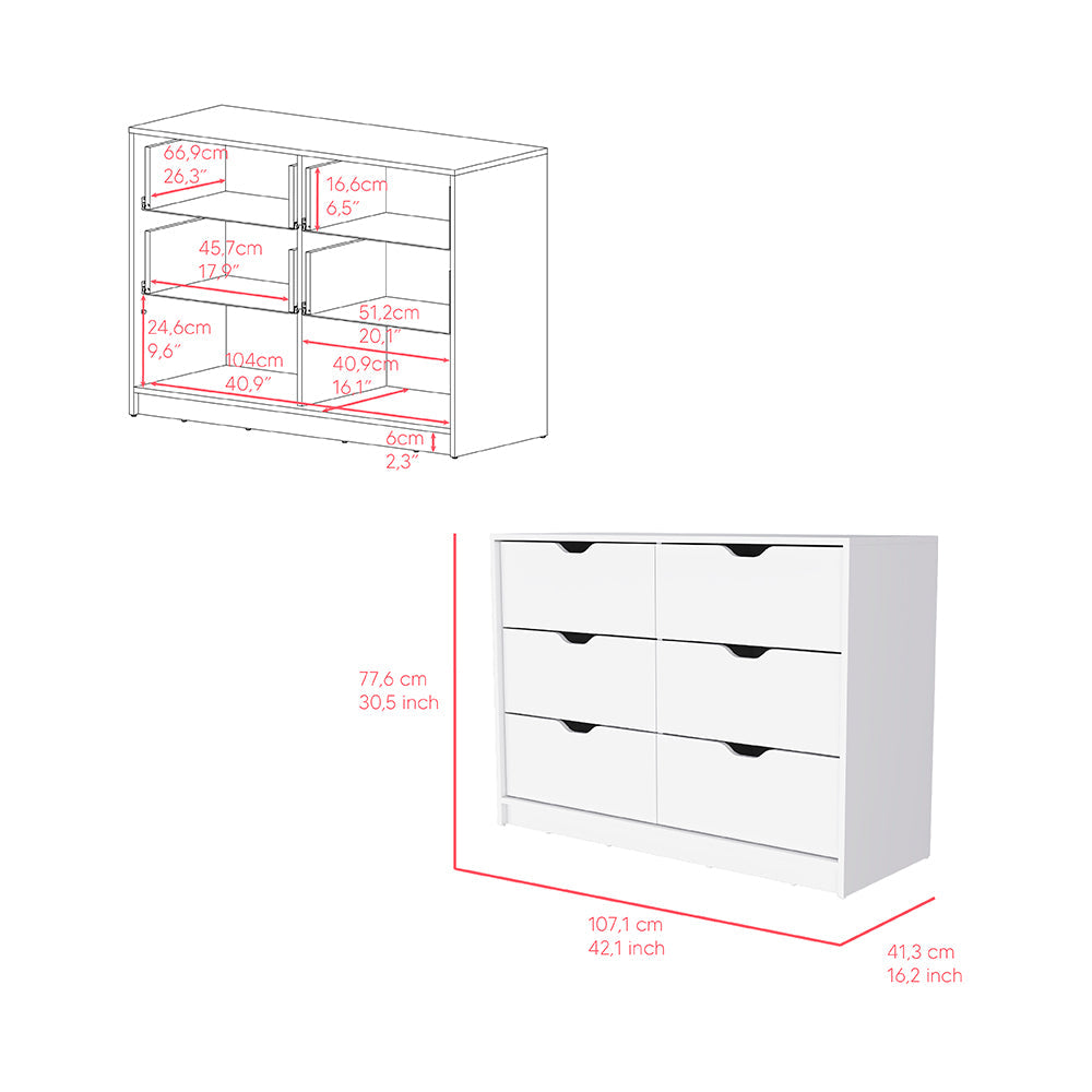 Bennett 2 Piece Bedroom Set, Nightstand + Dresser, White Finish-7