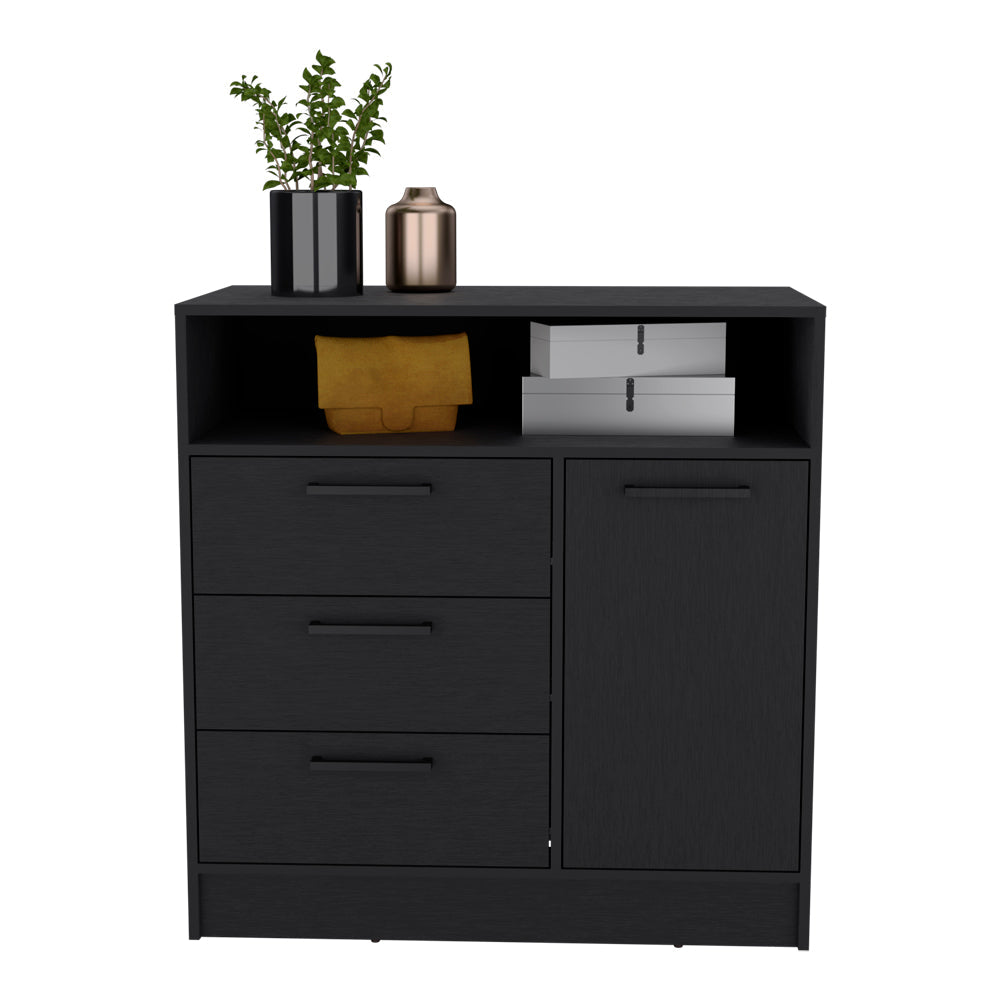 Drawer Dresser Torrey, Integrated Cabinet Storage and 3-Drawers, Black Wengue Finish-3