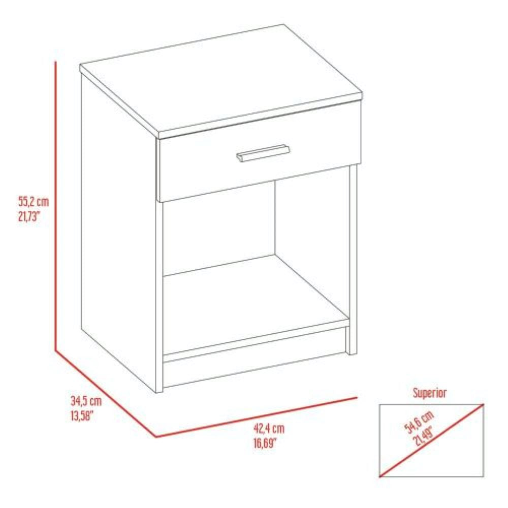 Nightstand Coco, Single Drawer, Lower Shelf, White Finish-7