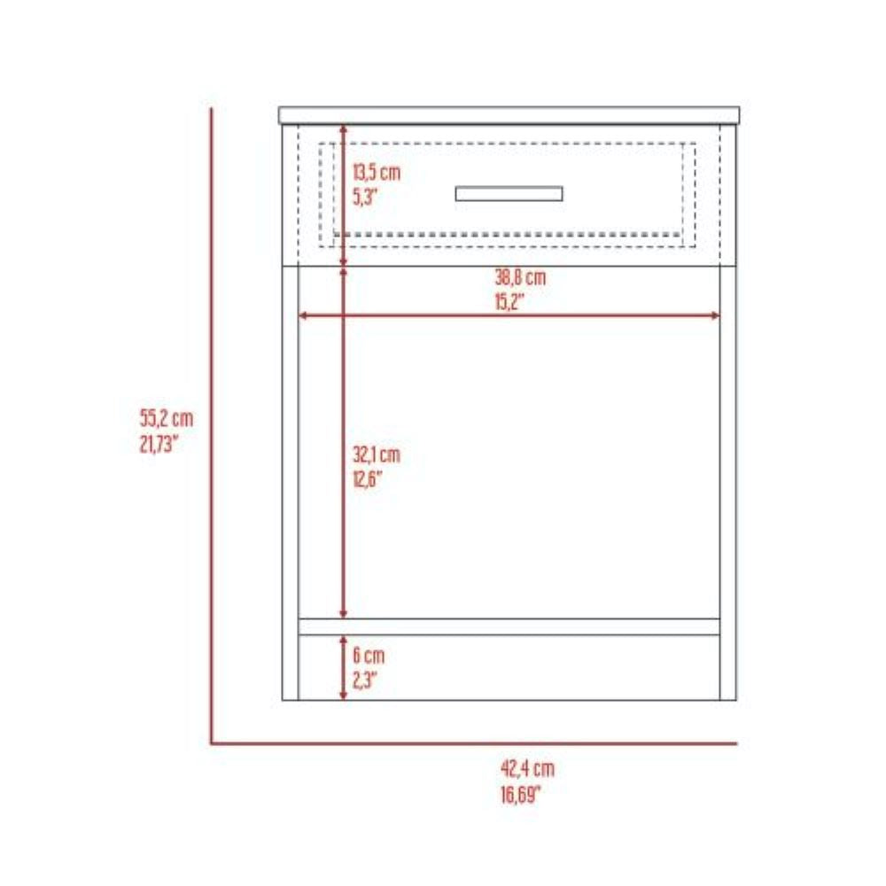 Nightstand Coco, Single Drawer, Lower Shelf, White Finish-8