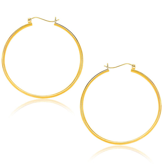 10k Yellow Gold Polished Hoop Earrings (40mm)-0