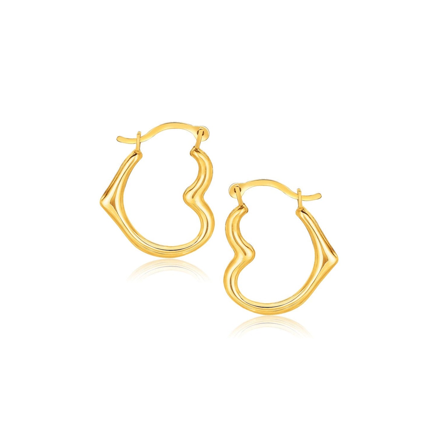 10k Yellow Gold Heart Hoop Earrings-0