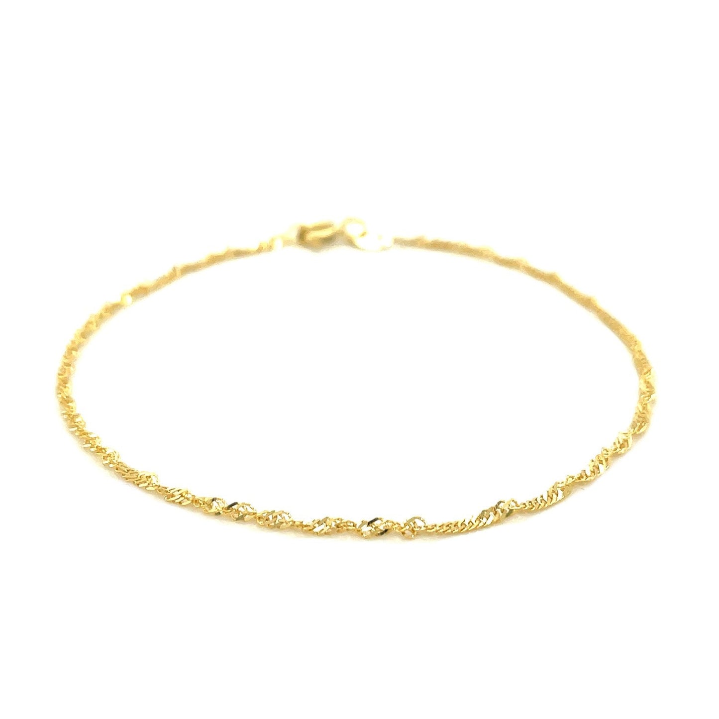 10k Yellow Gold Singapore Anklet 1.5mm-1