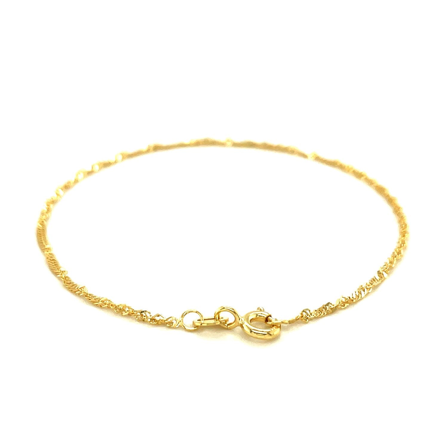 10k Yellow Gold Singapore Anklet 1.5mm-2