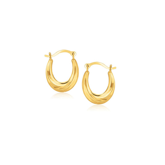 10k Yellow Gold Oval Hoop Earrings-0